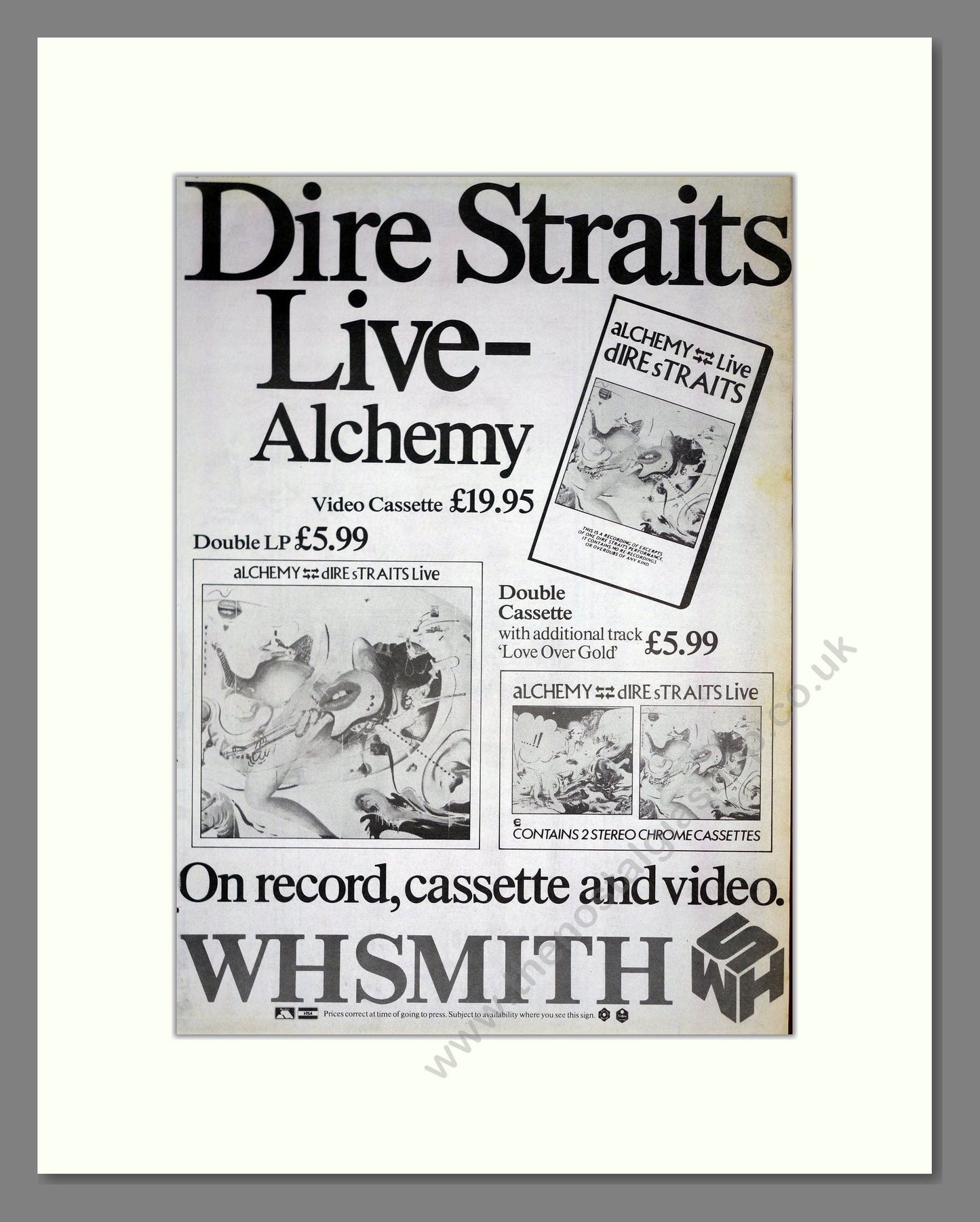 Dire Straits - Alchemy Live. Vintage Advert 1984 (ref AD20843)