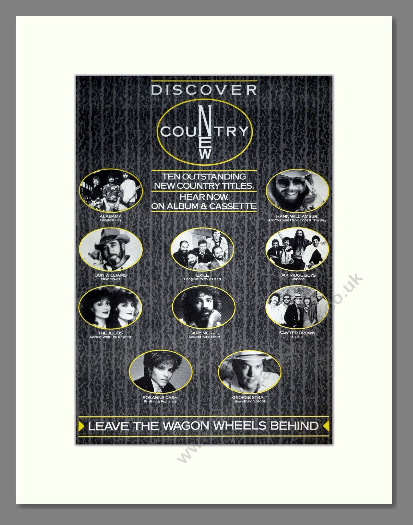 Various Artists - Discover New Country. Vintage Advert 1986 (ref AD20847)