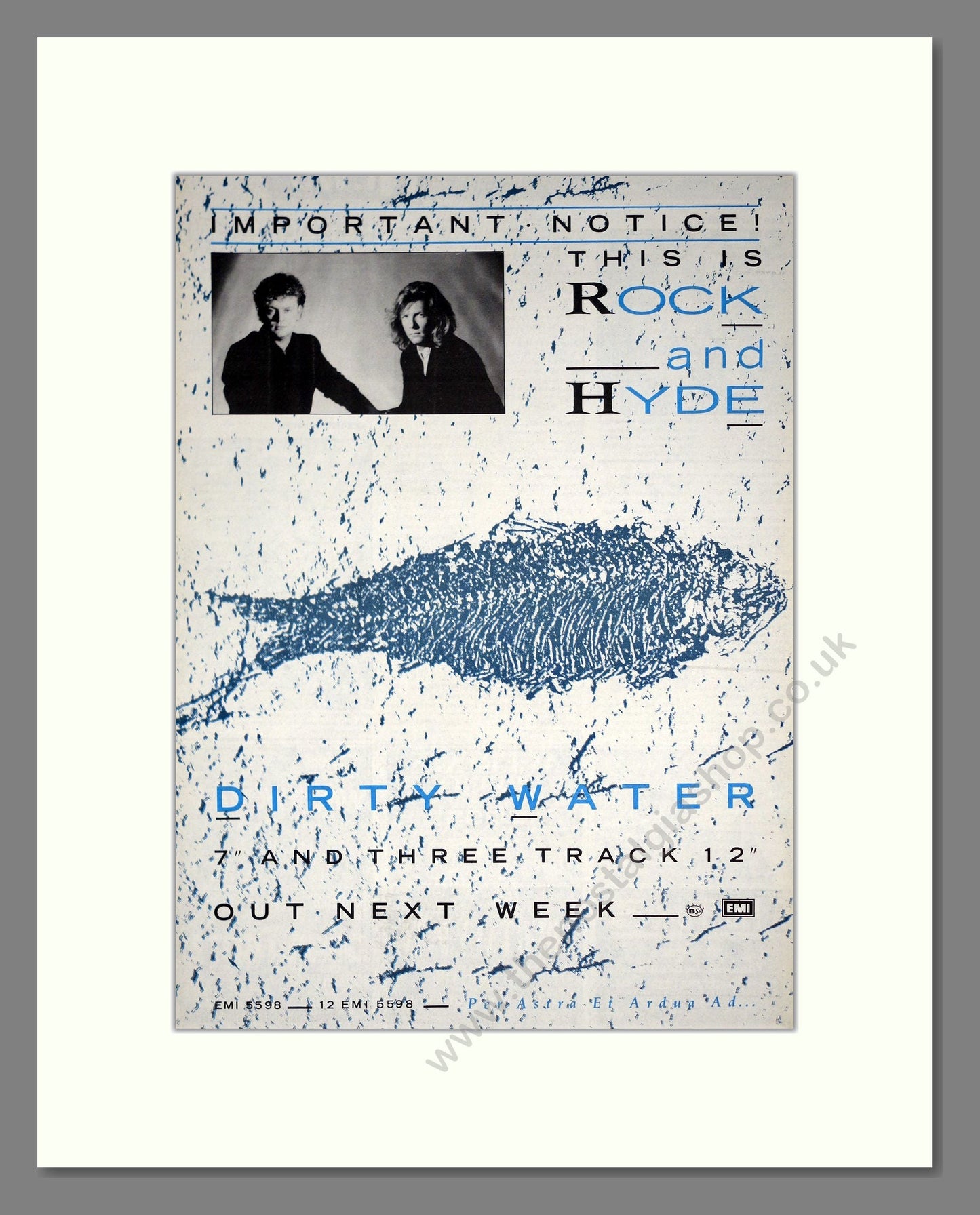 Rock And Hyde - Dirty Water. Vintage Advert 1987 (ref AD20878)