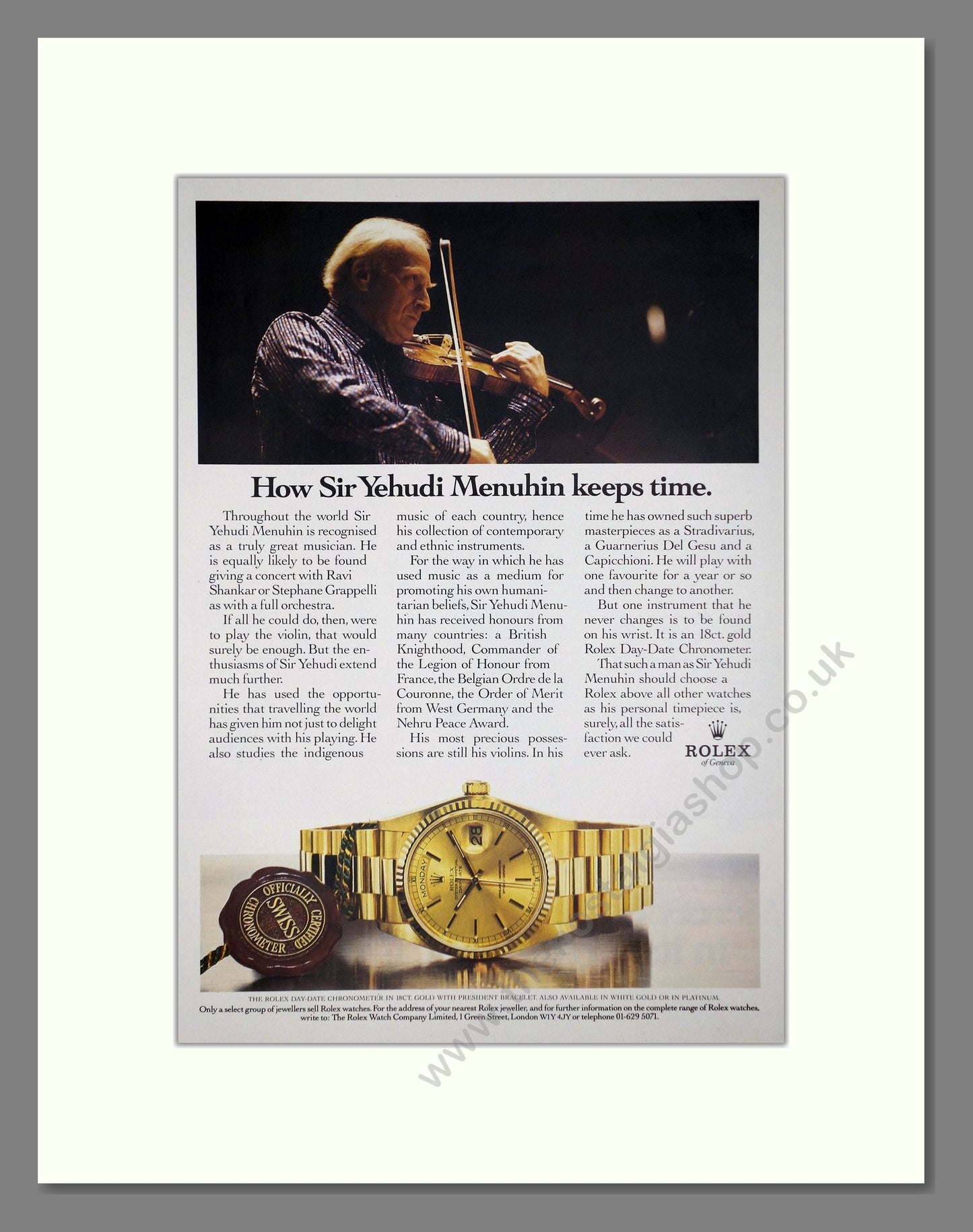 Rolex - Day-Date. Vintage Advert 1986 (ref AD64253)