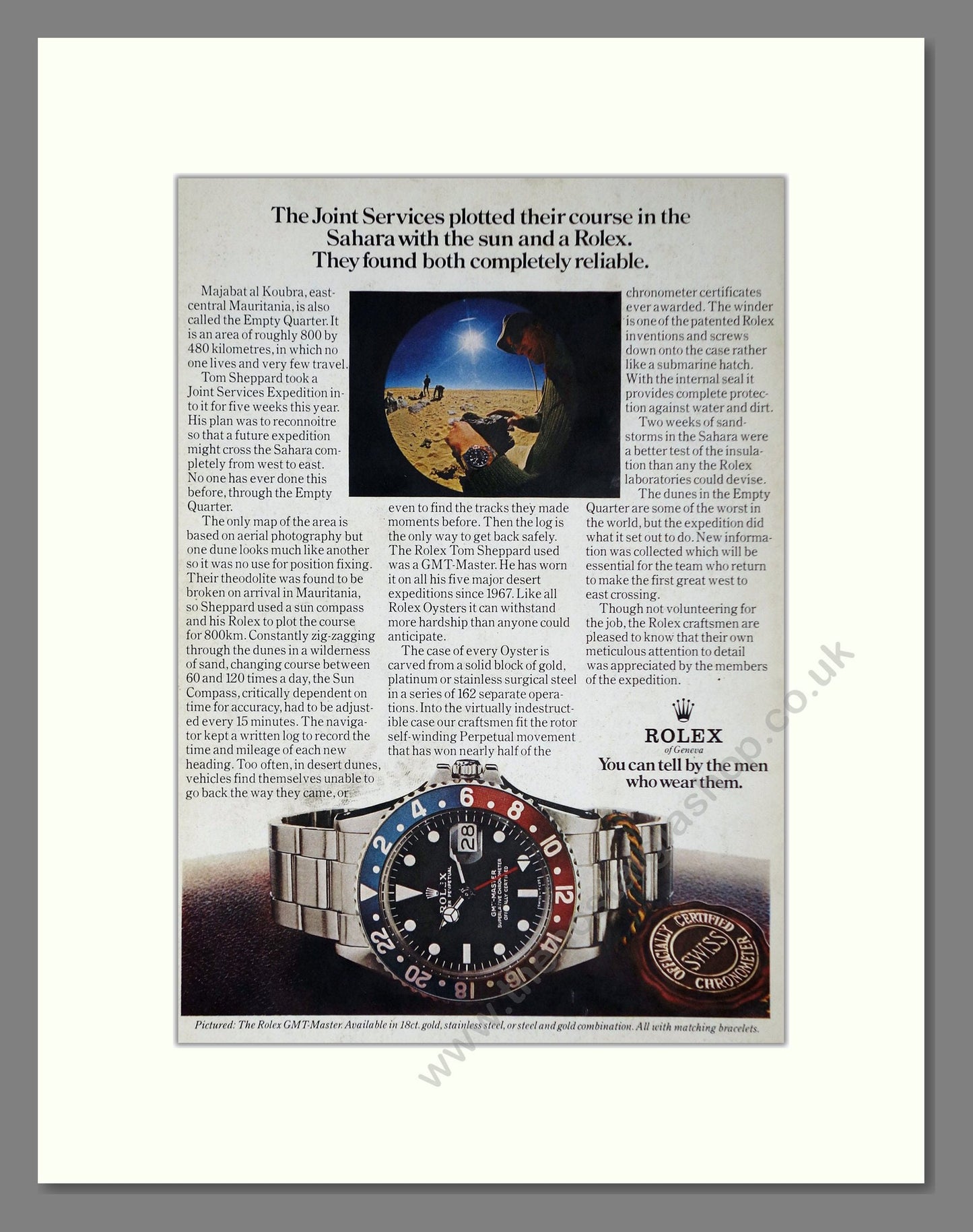 Rolex - GMT-Master. Vintage Advert 1974 (ref AD64265)