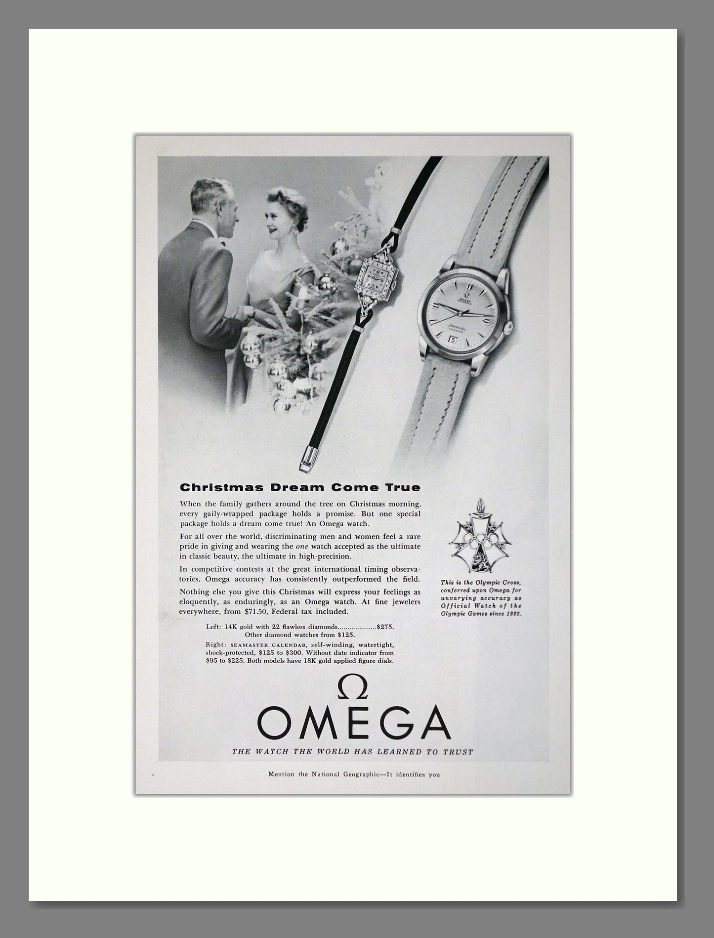 Omega - Christmas Gifts. Vintage Advert 1955 (ref AD64283)