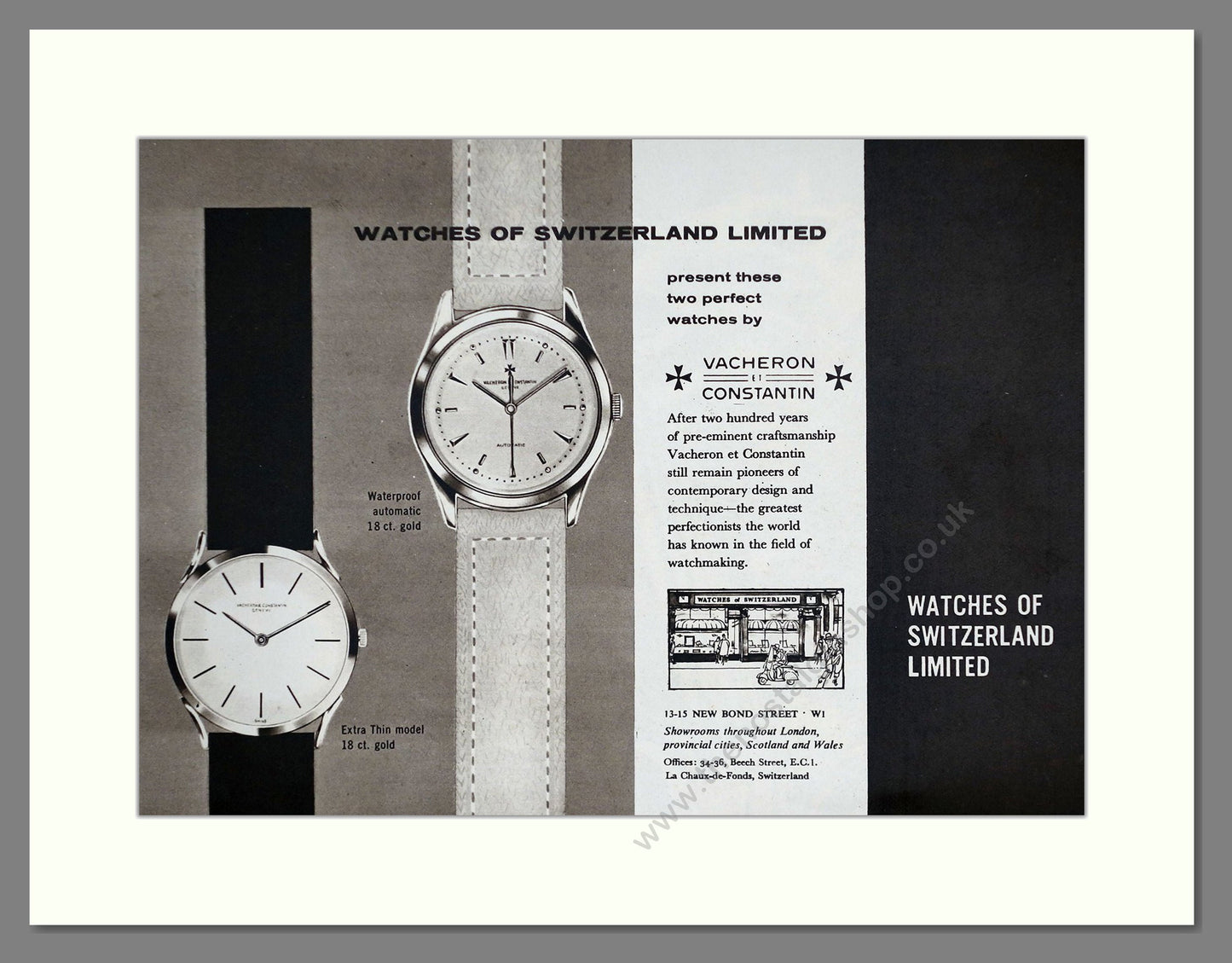 Vacheron Et Constantin - At Watches Of Switzerland. Vintage Advert 1960 (ref AD64295)