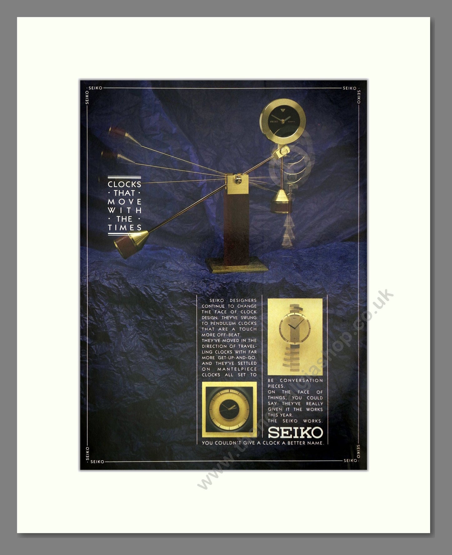 Seiko - Clocks. Vintage Advert 1985 (ref AD64313)