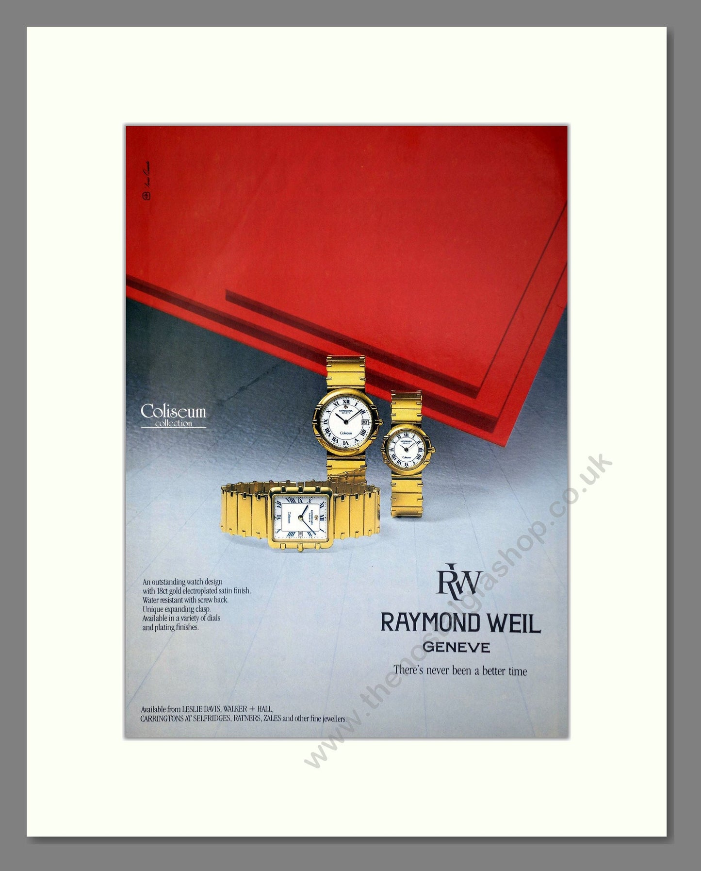 Raymond Weil - Coliseum. Vintage Advert 1985 (ref AD64327)