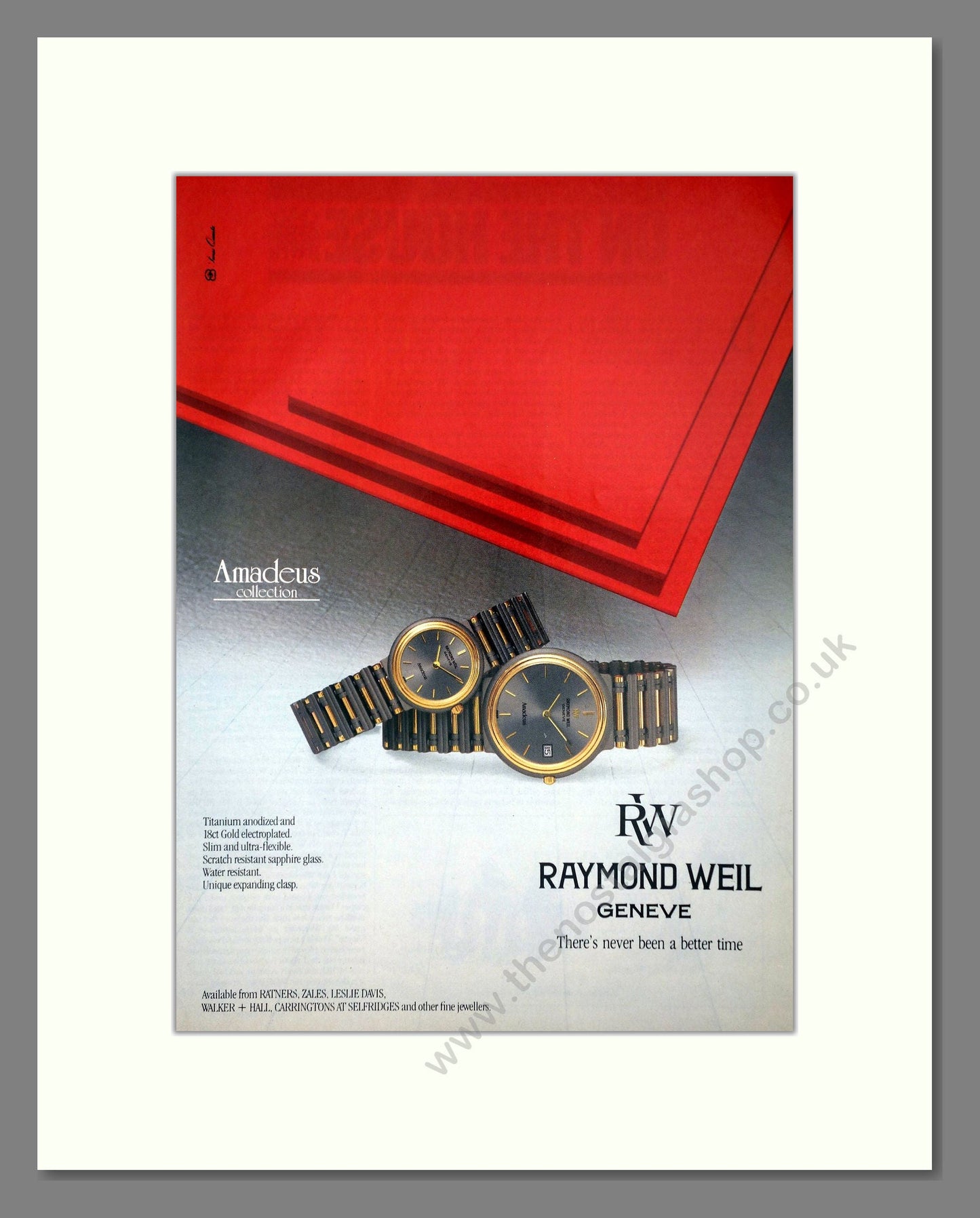 Raymond Weil - Amadeus. Vintage Advert 1985 (ref AD64328)