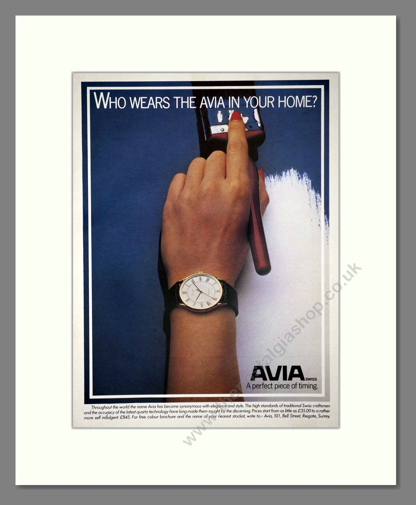Avia - A Perfect Piece Of Timing. Vintage Advert 1980 (ref AD64379)