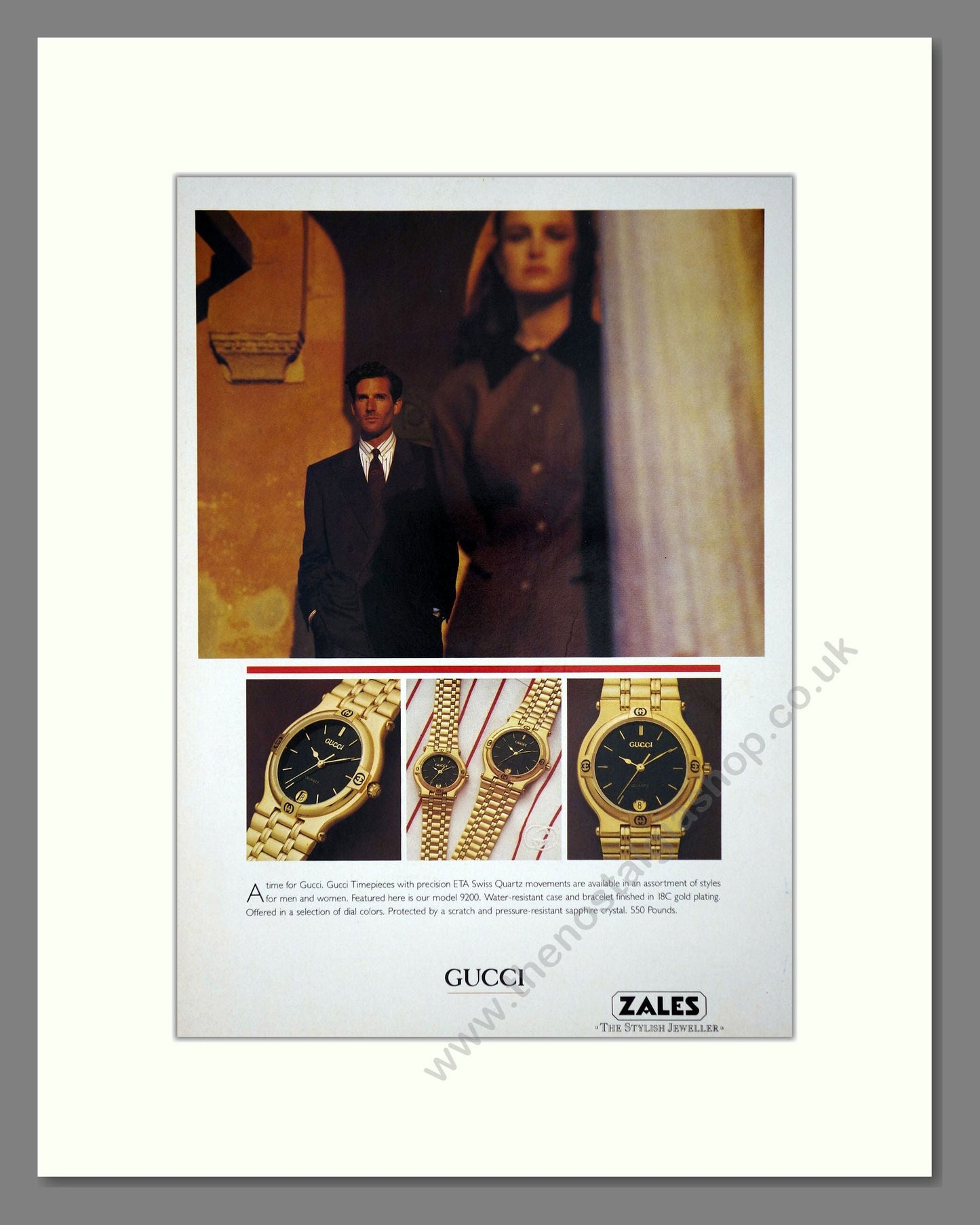 Gucci - Quartz Watches. Vintage Advert 1987 (ref AD64390)