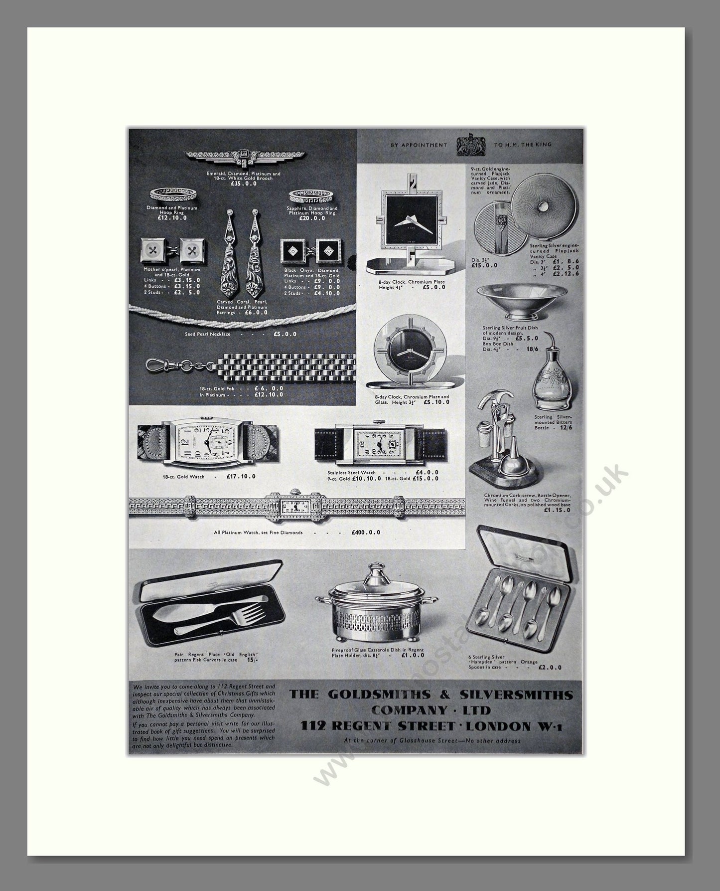Goldsmith And Silversmith Company - Various Watches and Jewellery. Vintage Advert 1934 (ref AD64405)