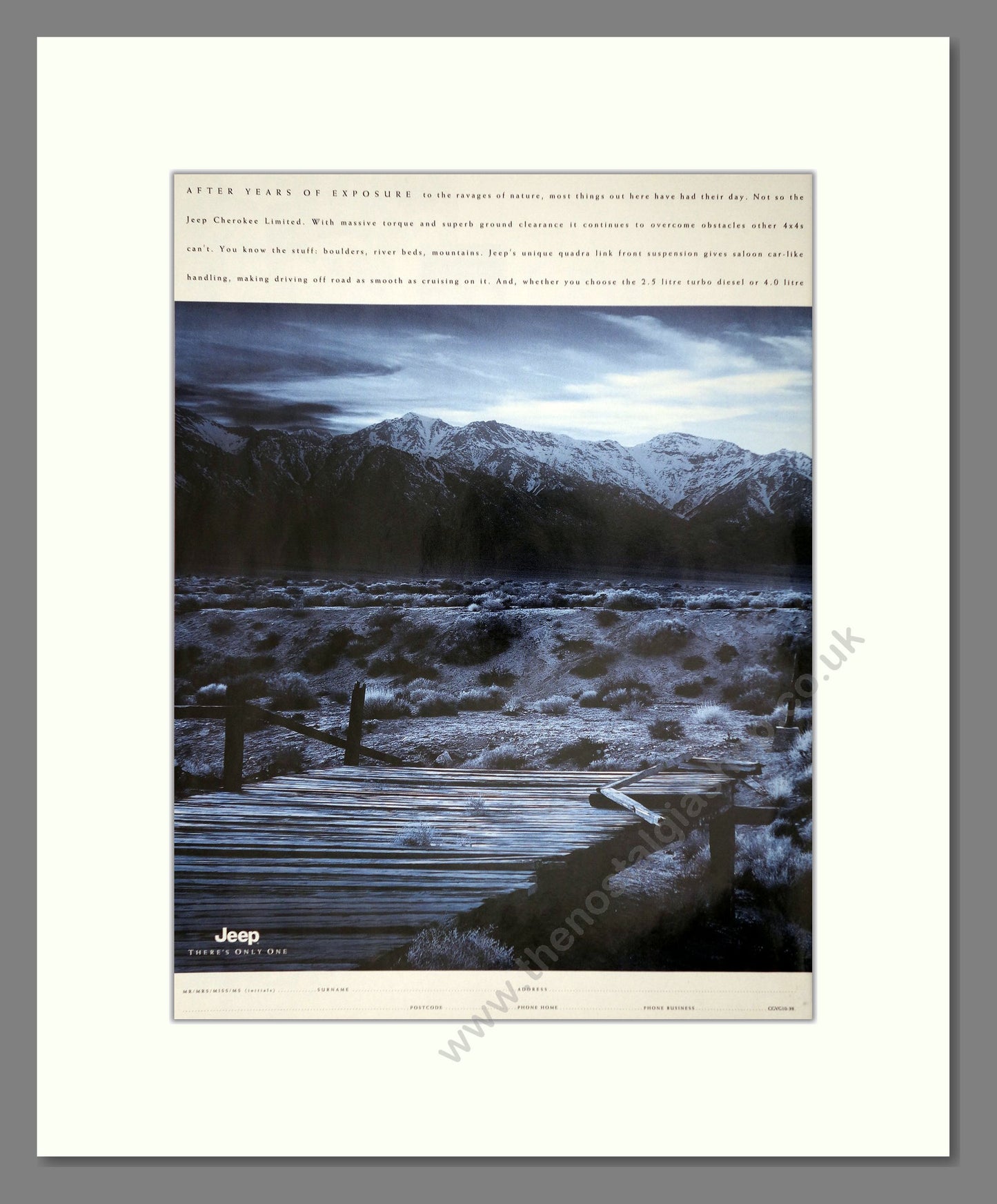 Jeep - Grand Cherokee (Double Advert). Vintage Advert 1998 (ref AD64425)