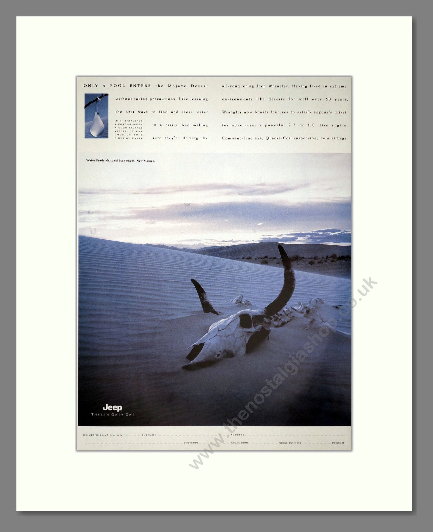 Jeep - Wrangler (Double Advert). Vintage Advert 1997 (ref AD64427)