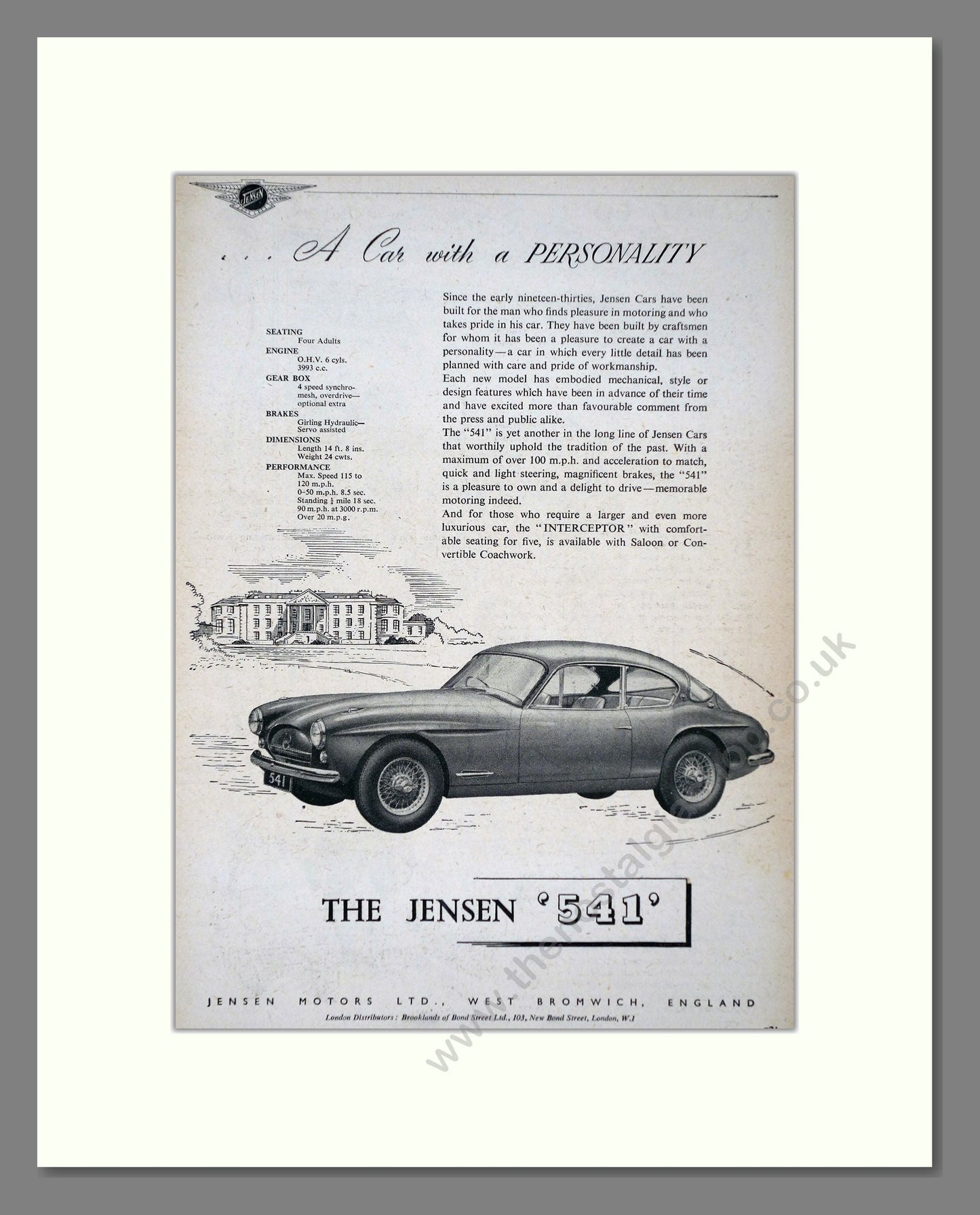 Jensen - 541. Vintage Advert 1955 (ref AD64441)