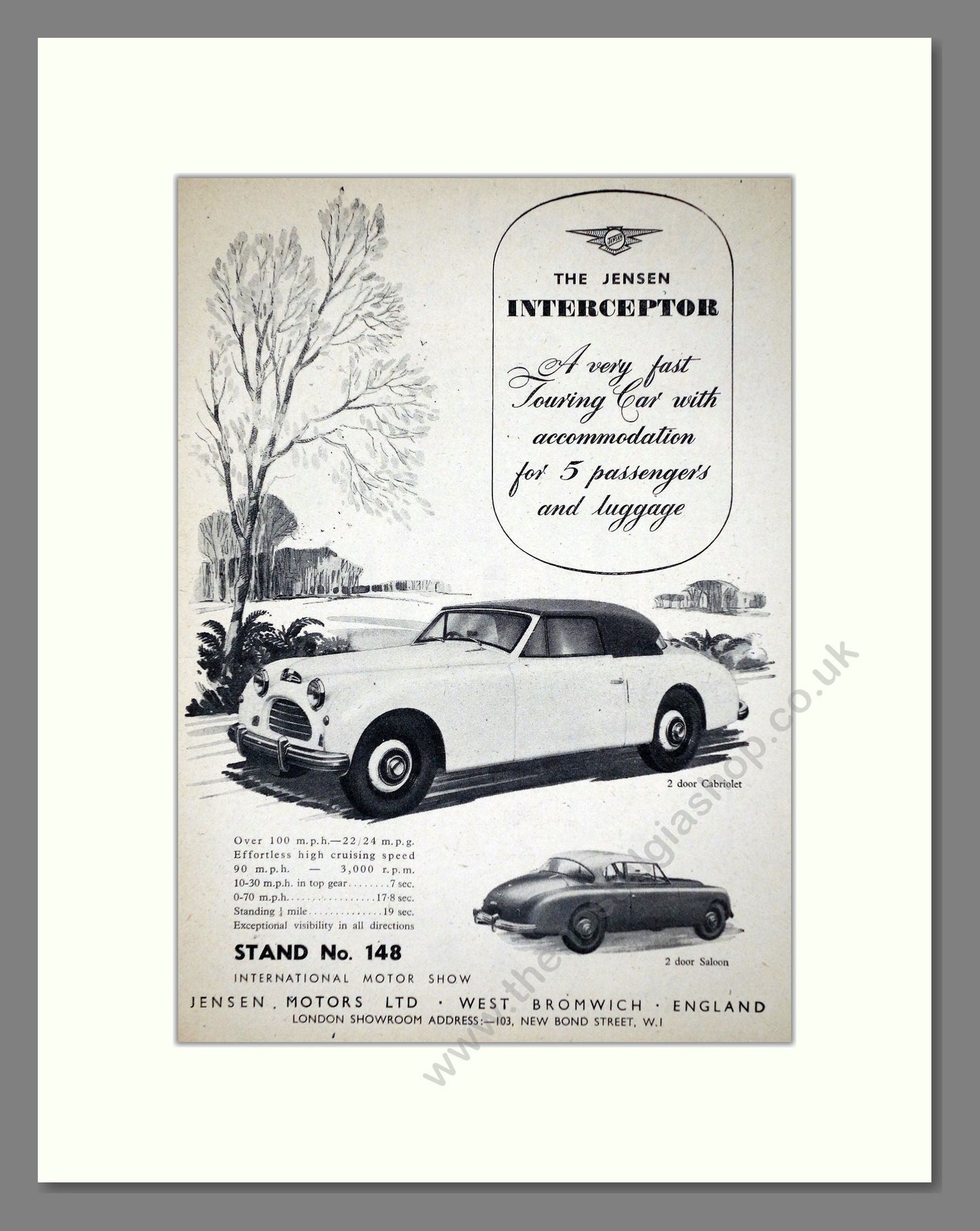 Jensen - Interceptor. Vintage Advert 1952 (ref AD64442)