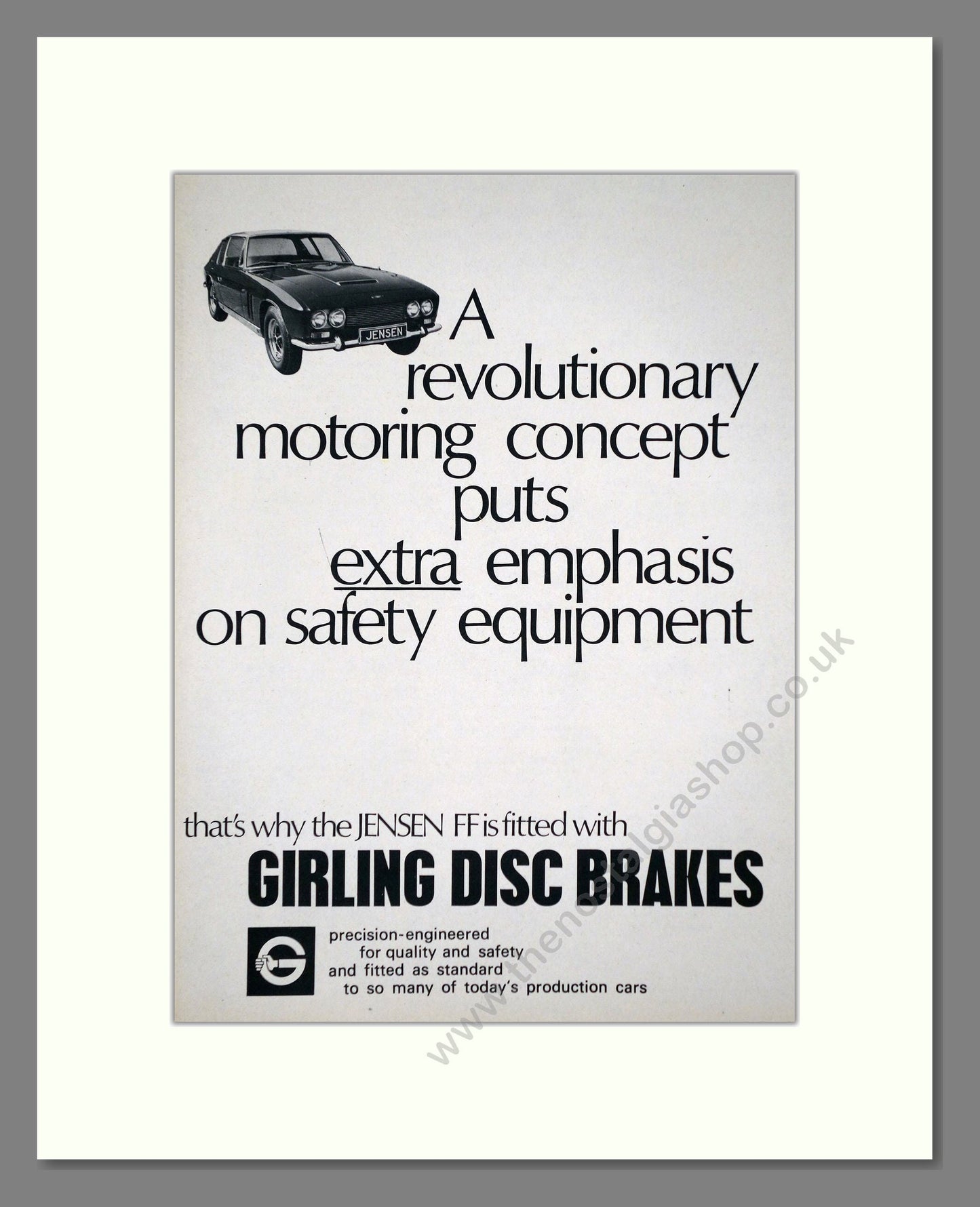 Jensen - FF Girling Brakes. Vintage Advert 1968 (ref AD64444)
