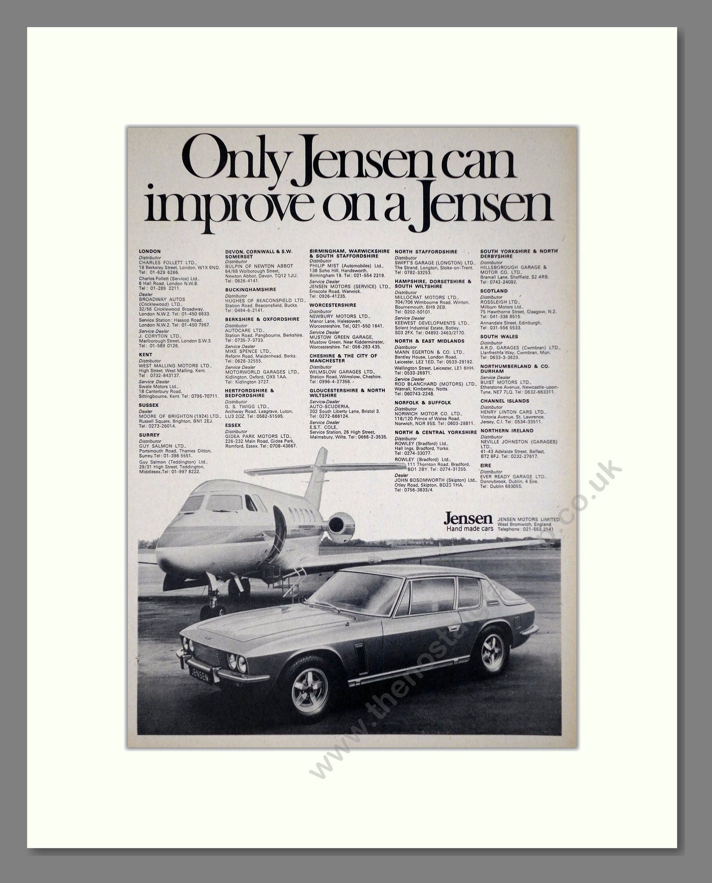 Jensen - Dealers. Vintage Advert 1971 (ref AD64445)
