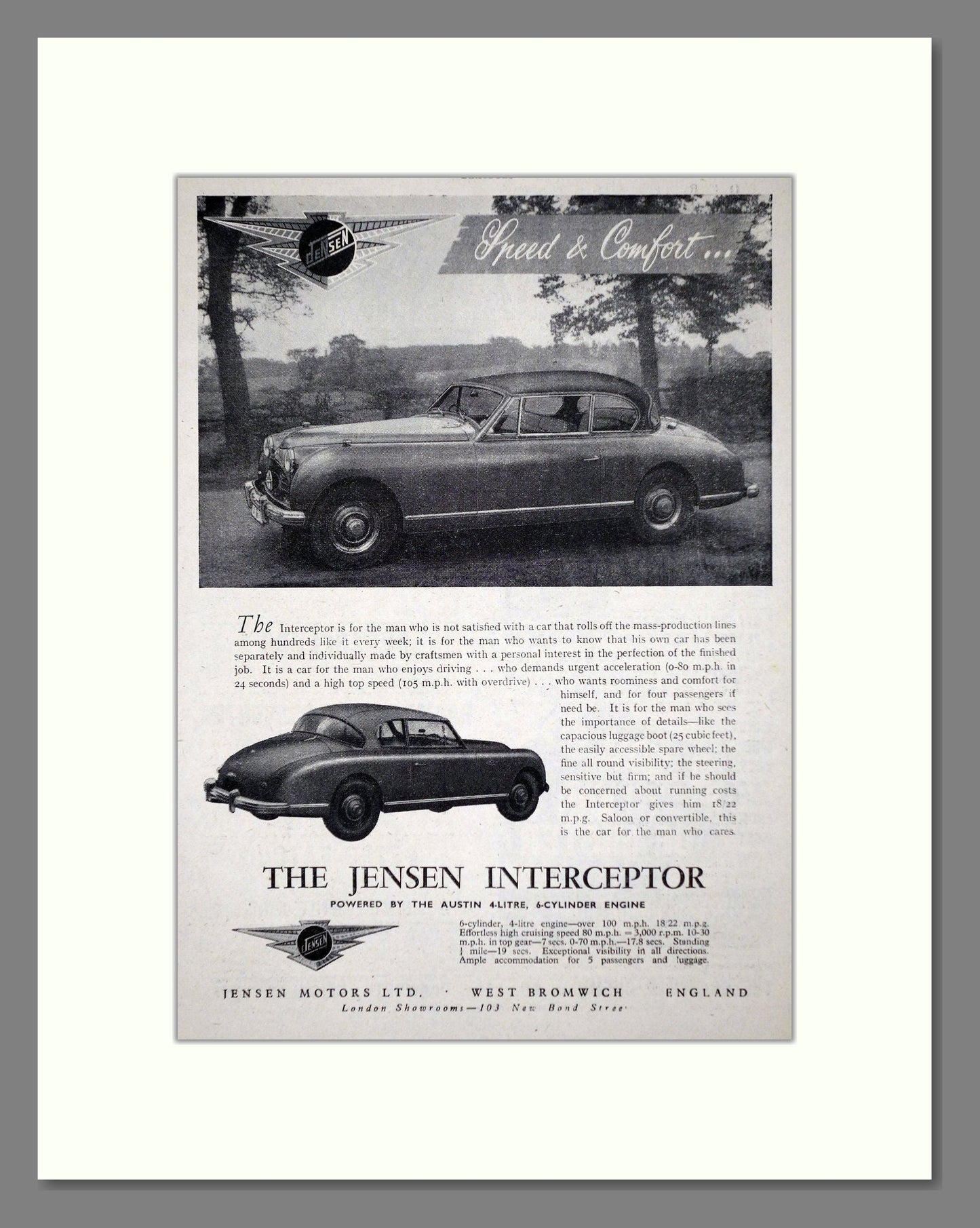 Jensen - Interceptor. Vintage Advert 1954 (ref AD64457)
