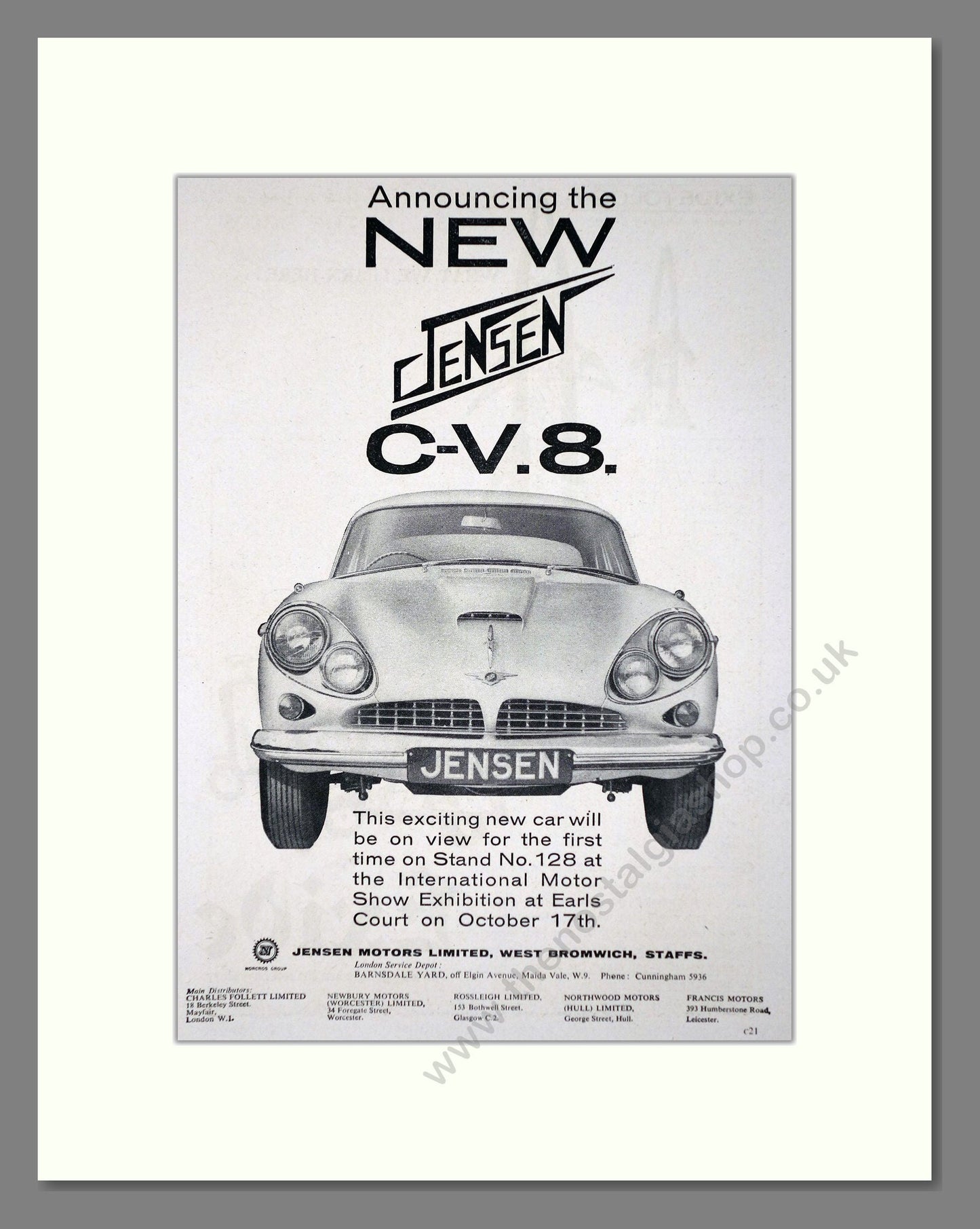 Jensen - C/V8. Vintage Advert 1962 (ref AD64461)