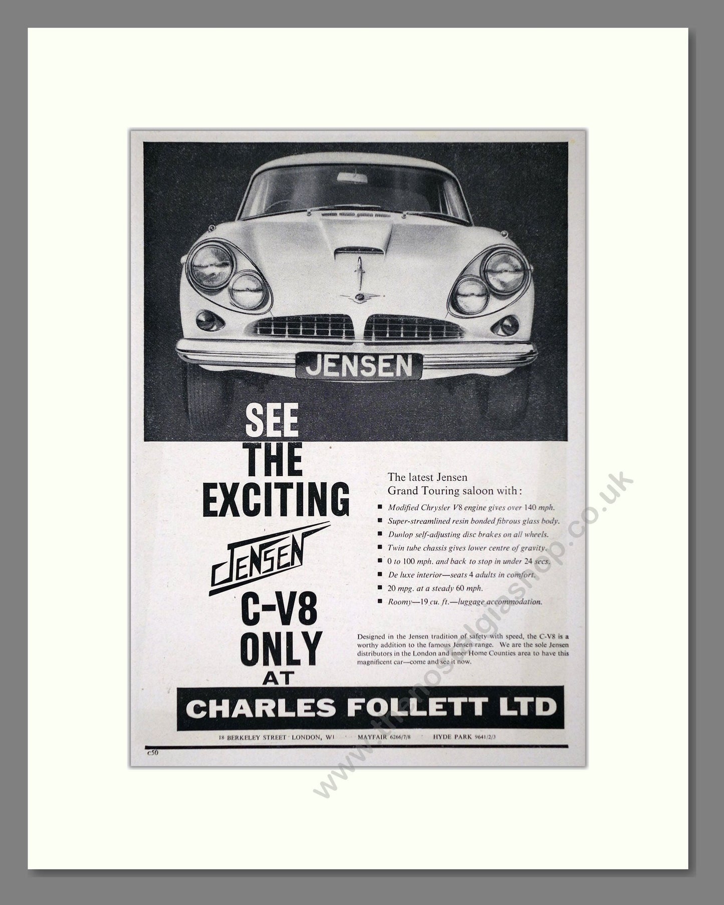 Jensen - C/V8. Vintage Advert 1962 (ref AD64462)