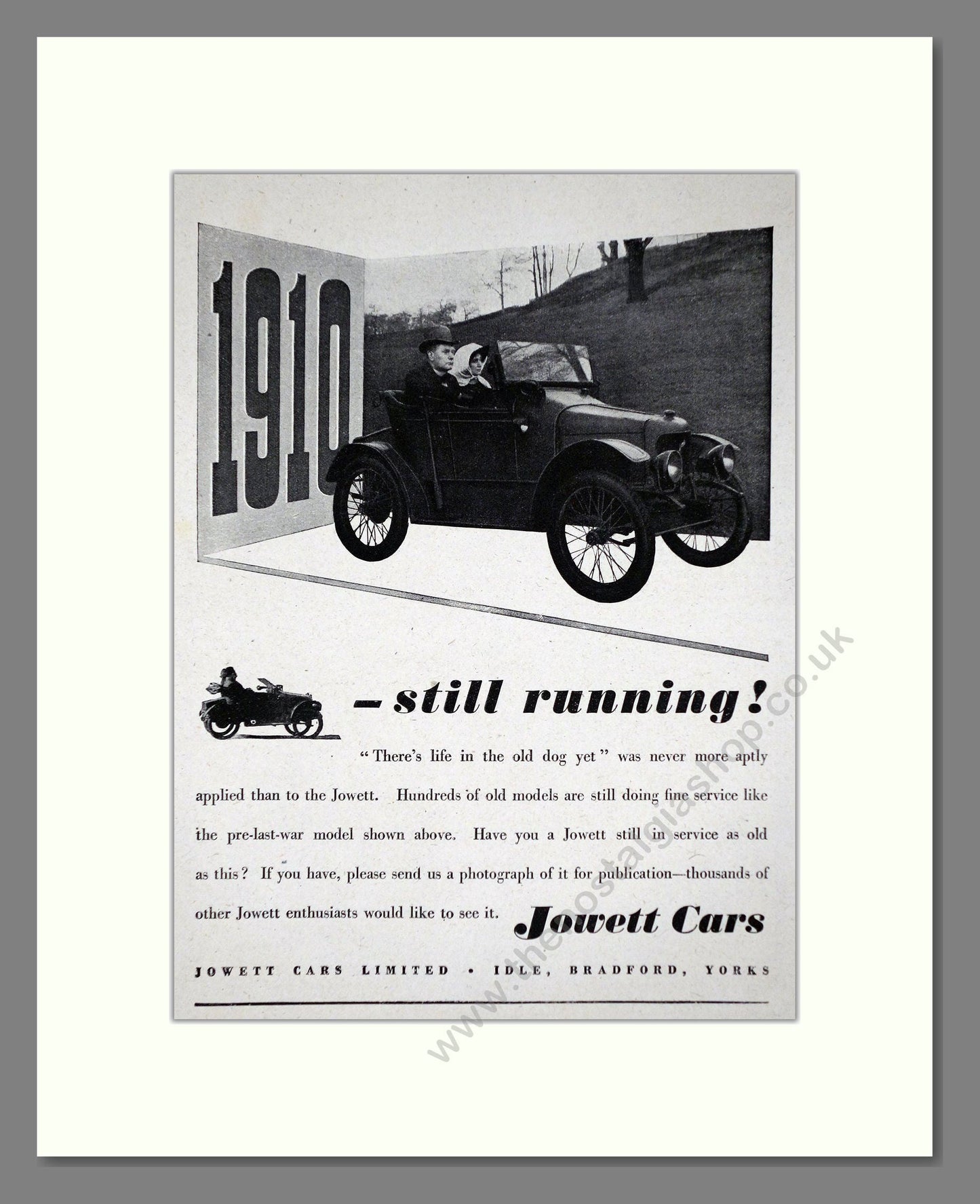 Jowett - 1910 Still Running. Vintage Advert 1944 (ref AD64470)