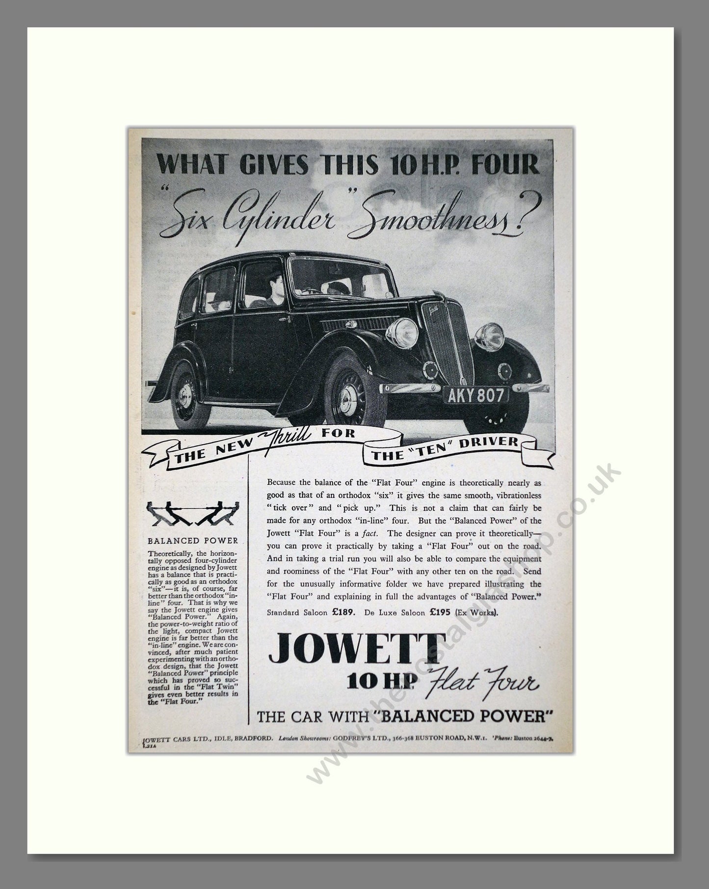 Jowett - 10HP Flat Four. Vintage Advert 1937 (ref AD64471)