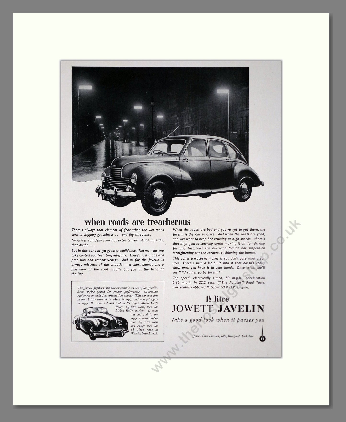Jowett - Javelin. Vintage Advert 1951 (ref AD64485)