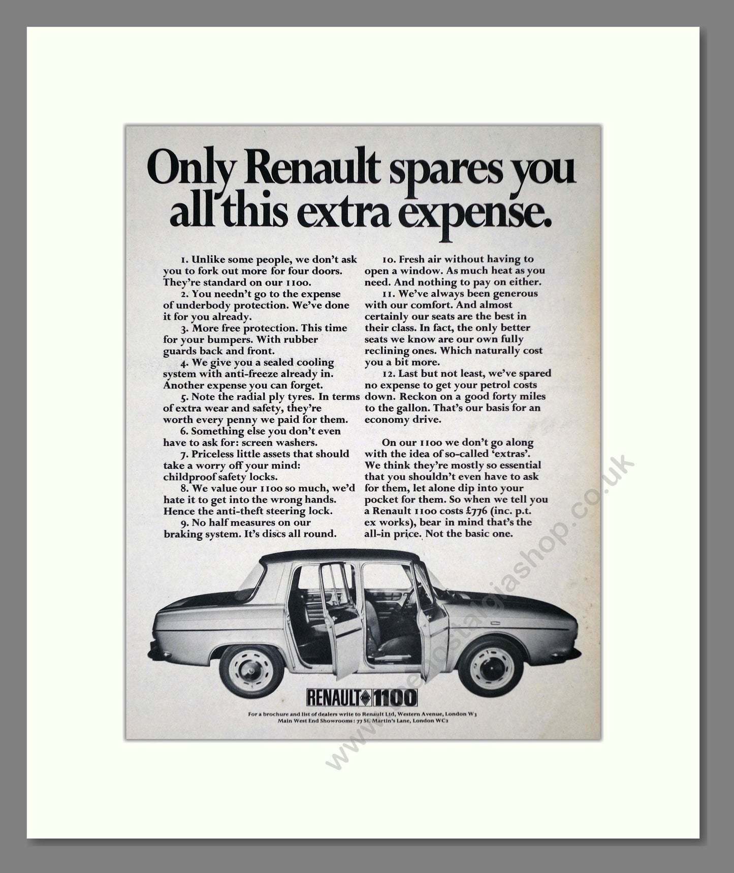 Renault - 1100. Vintage Advert 1969 (ref AD64505)