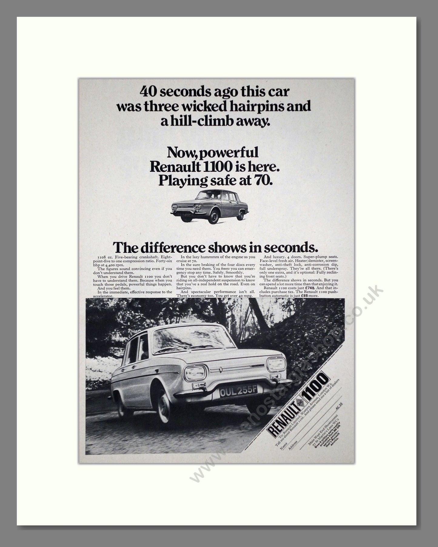 Renault - 1100. Vintage Advert 1968 (ref AD64510)