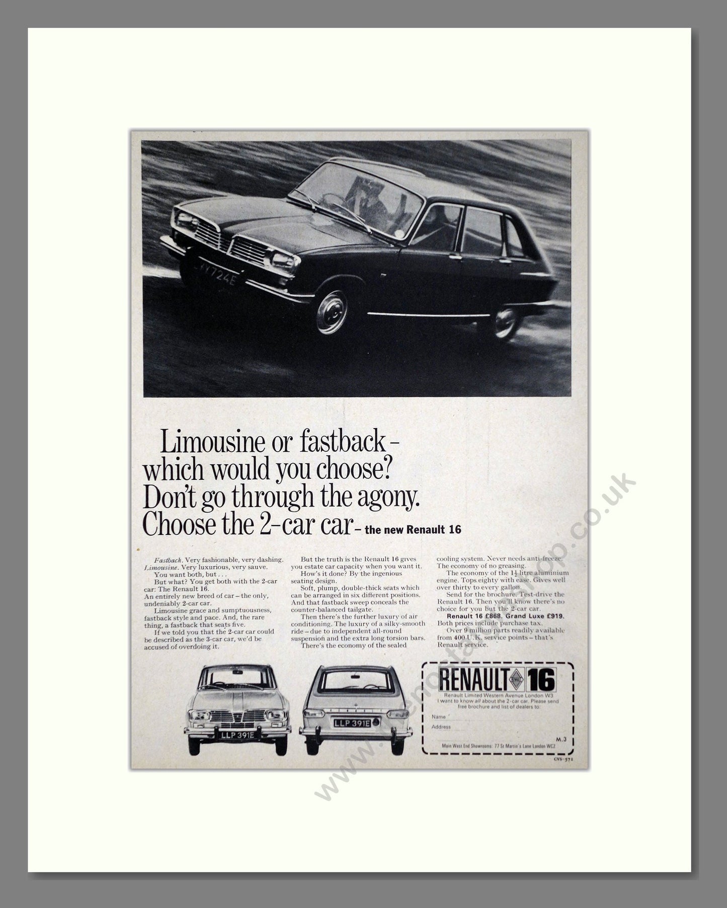 Renault - 16. Vintage Advert 1967 (ref AD64533)