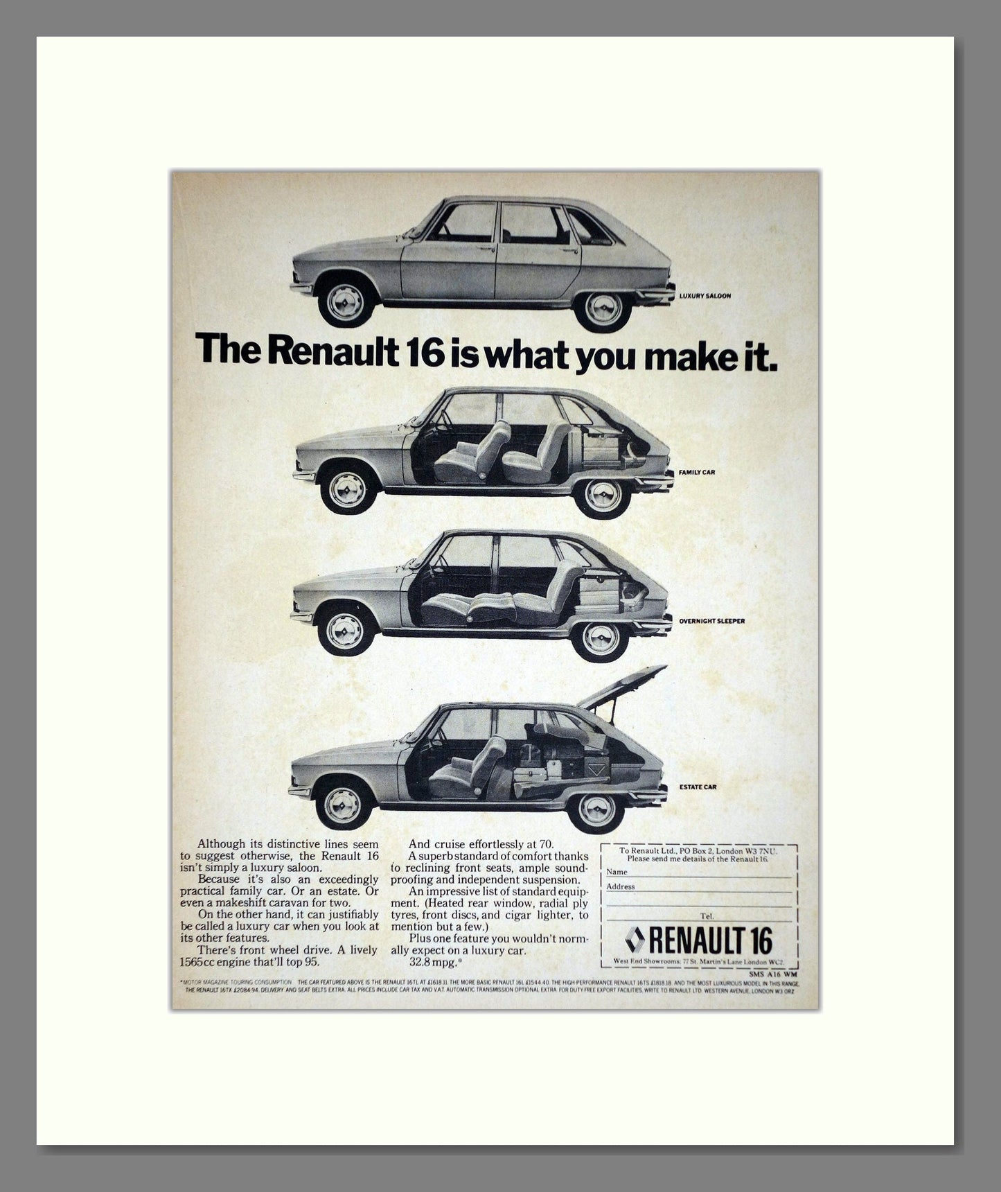 Renault - 16. Vintage Advert 1974 (ref AD64539)