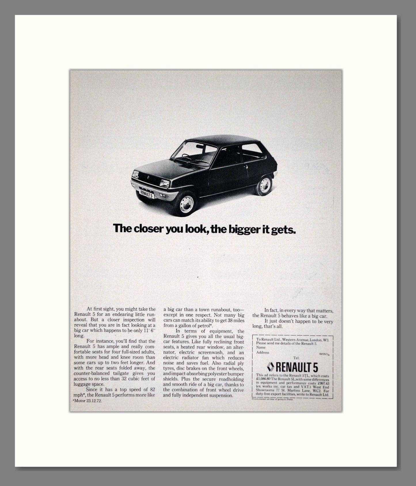 Renault - 5. Vintage Advert 1974 (ref AD64556)