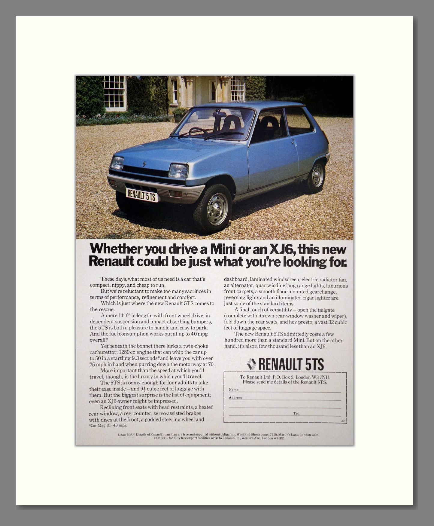 Renault - 5TS. Vintage Advert 1976 (ref AD64562)
