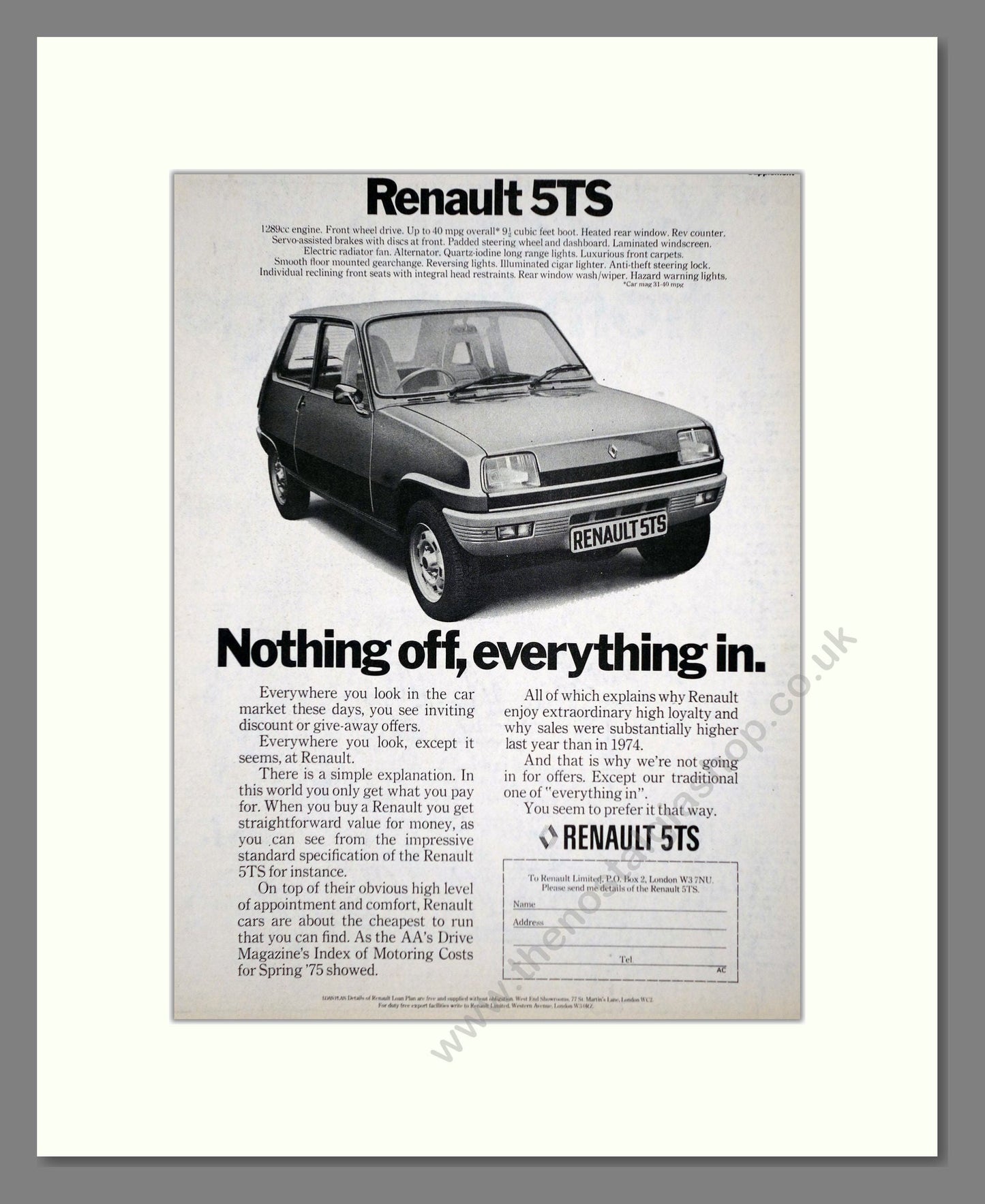Renault - 5TS. Vintage Advert 1976 (ref AD64563)