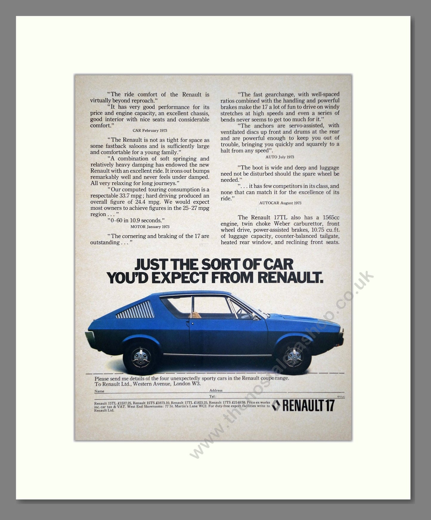Renault - 17. Vintage Advert 1974 (ref AD64569)
