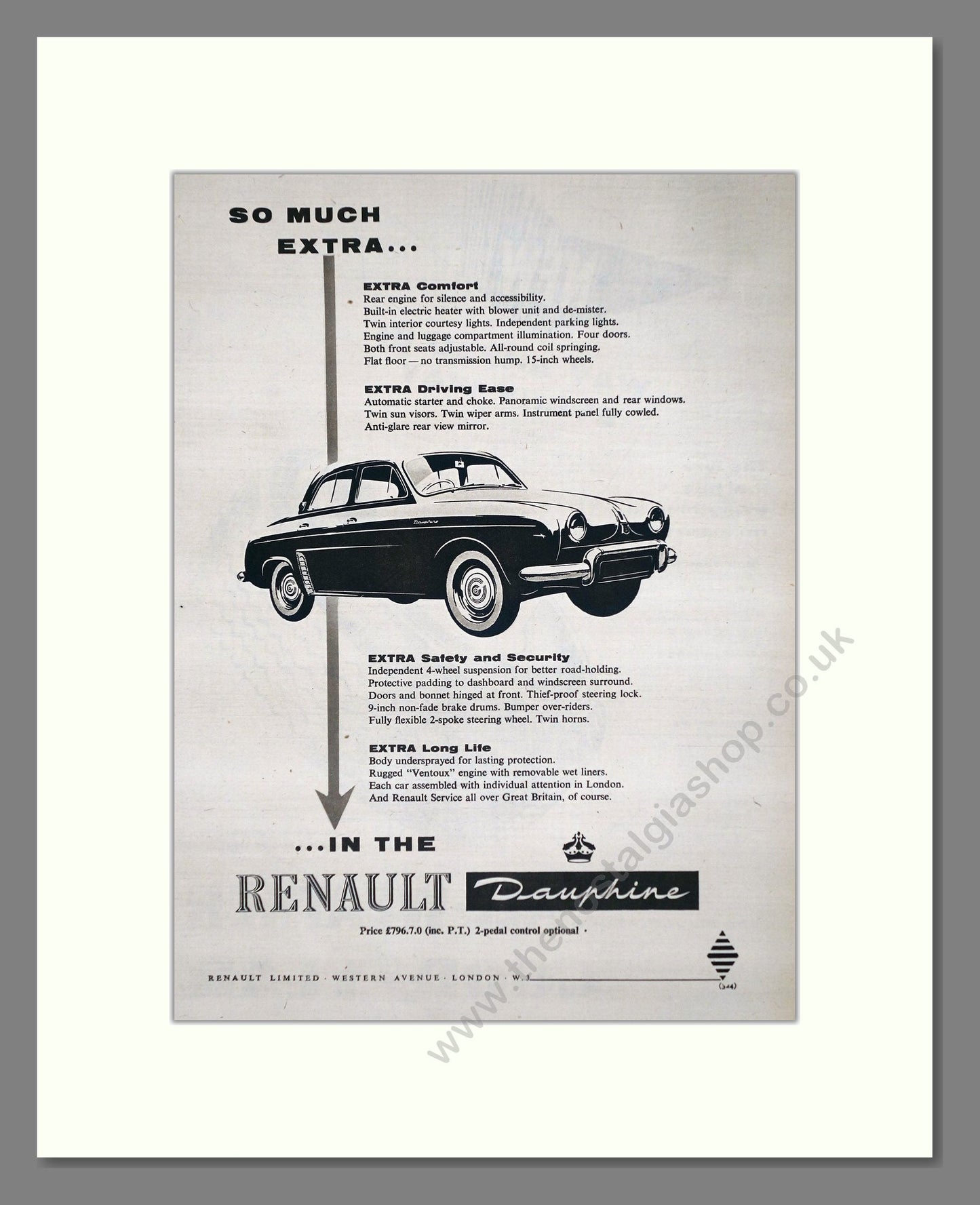 Renault - Dauphine. Vintage Advert 1958 (ref AD64578)