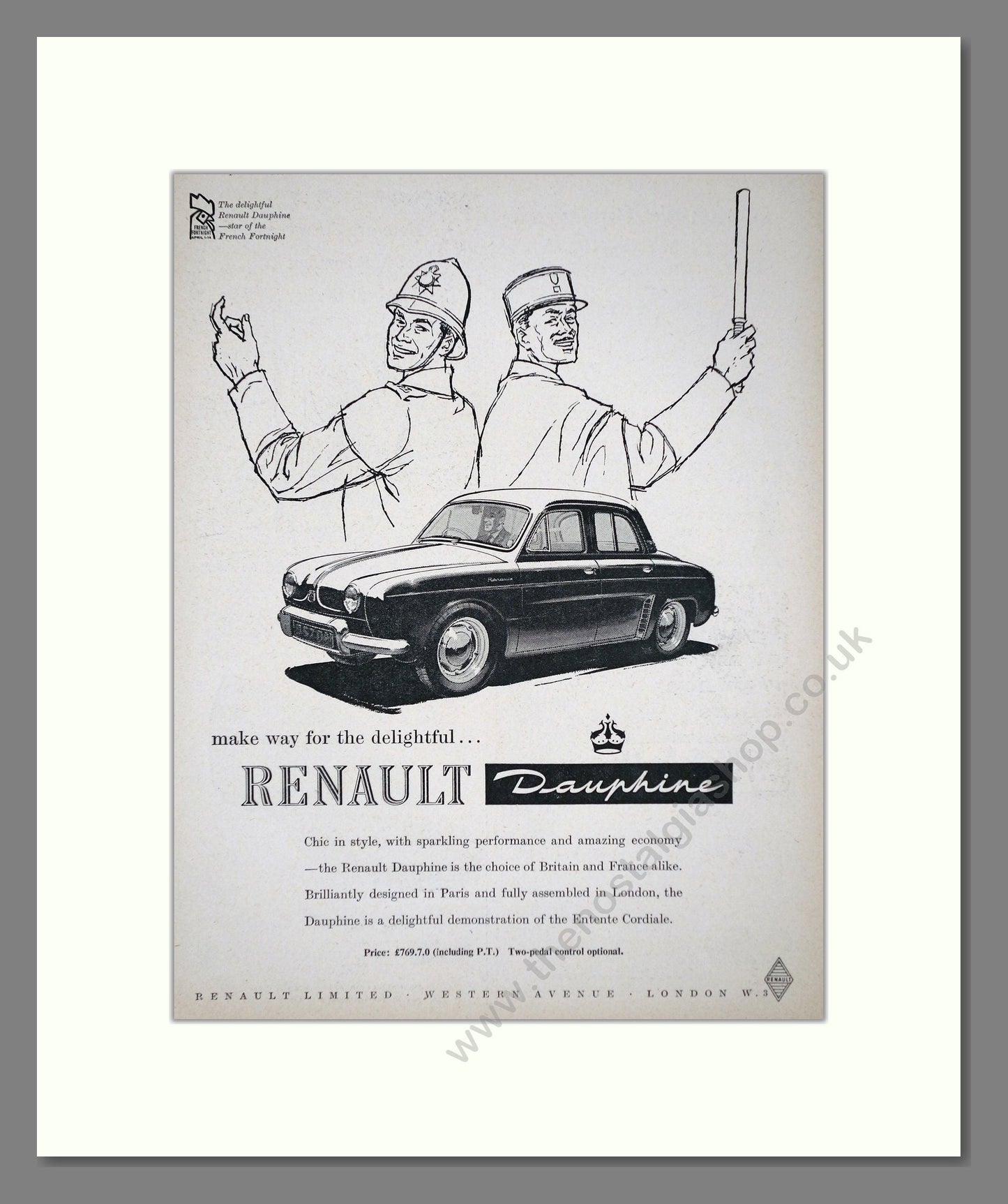 Renault - Dauphine. Vintage Advert 1957 (ref AD64579)