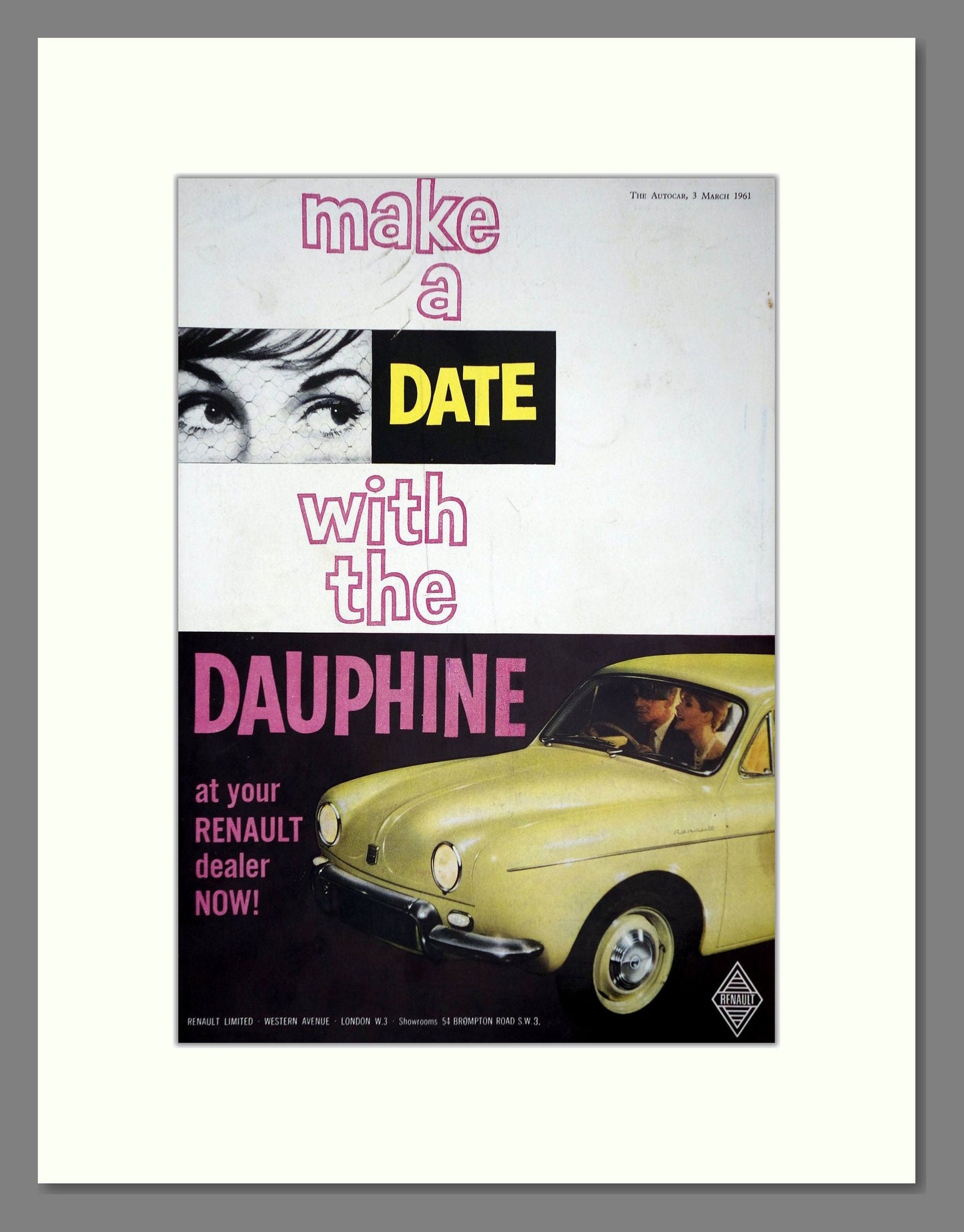 Renault - Dauphine. Vintage Advert 1961 (ref AD64583)