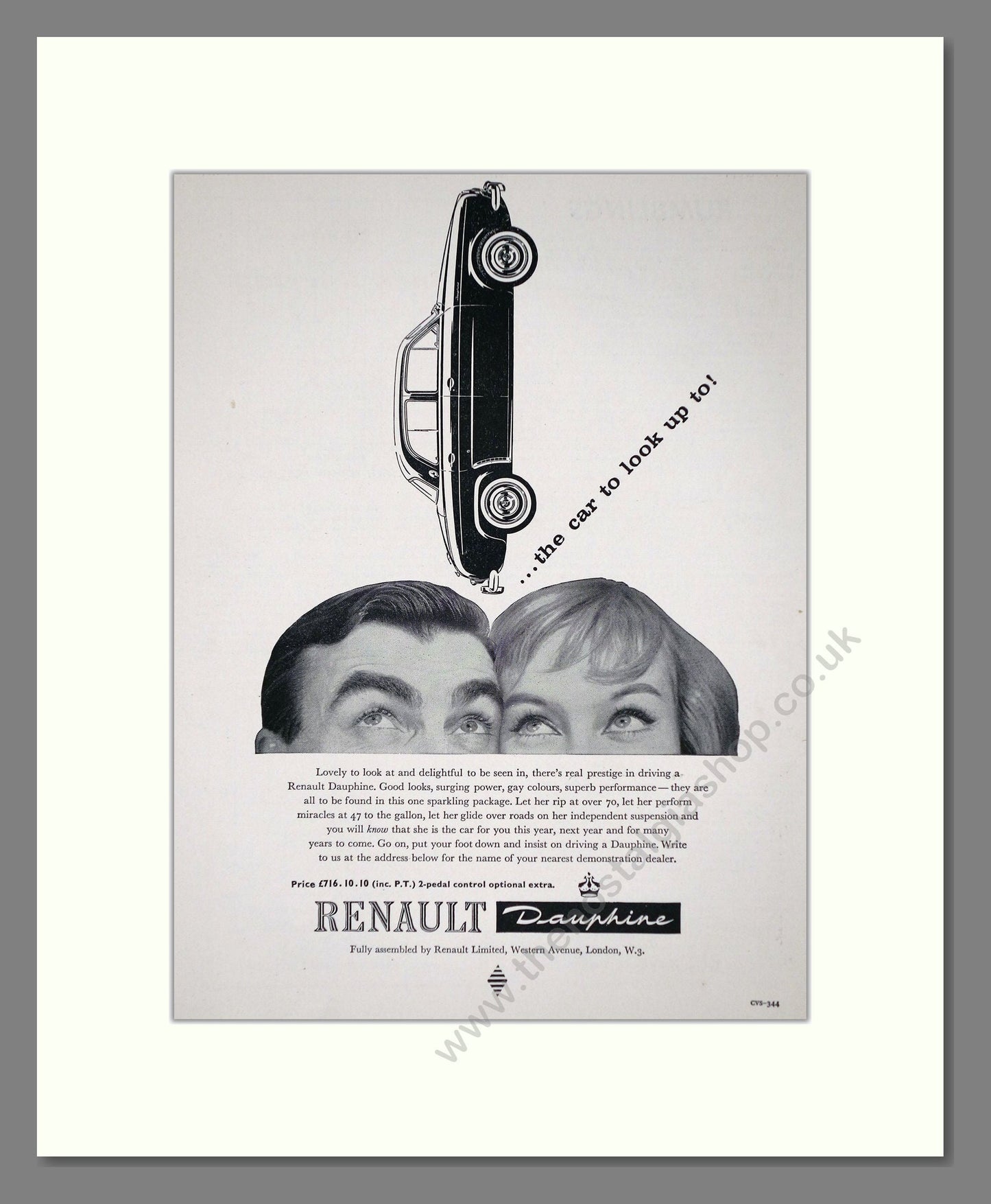 Renault - Dauphine. Vintage Advert 1959 (ref AD64588)