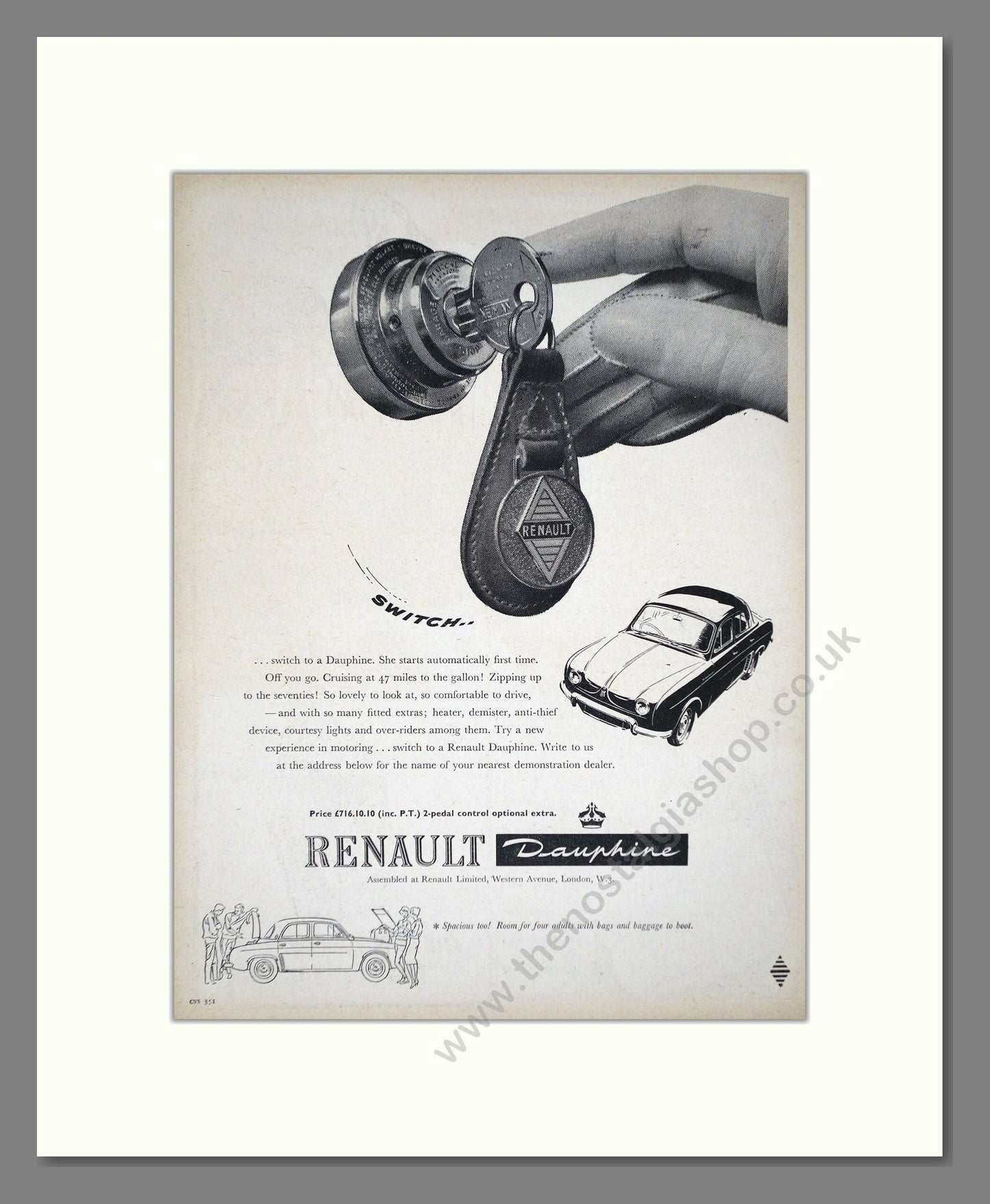 Renault - Dauphine. Vintage Advert 1959 (ref AD64591)