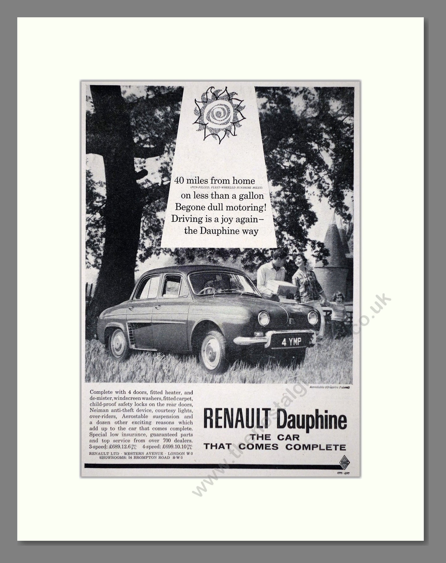 Renault - Dauphine. Vintage Advert 1961 (ref AD64593)