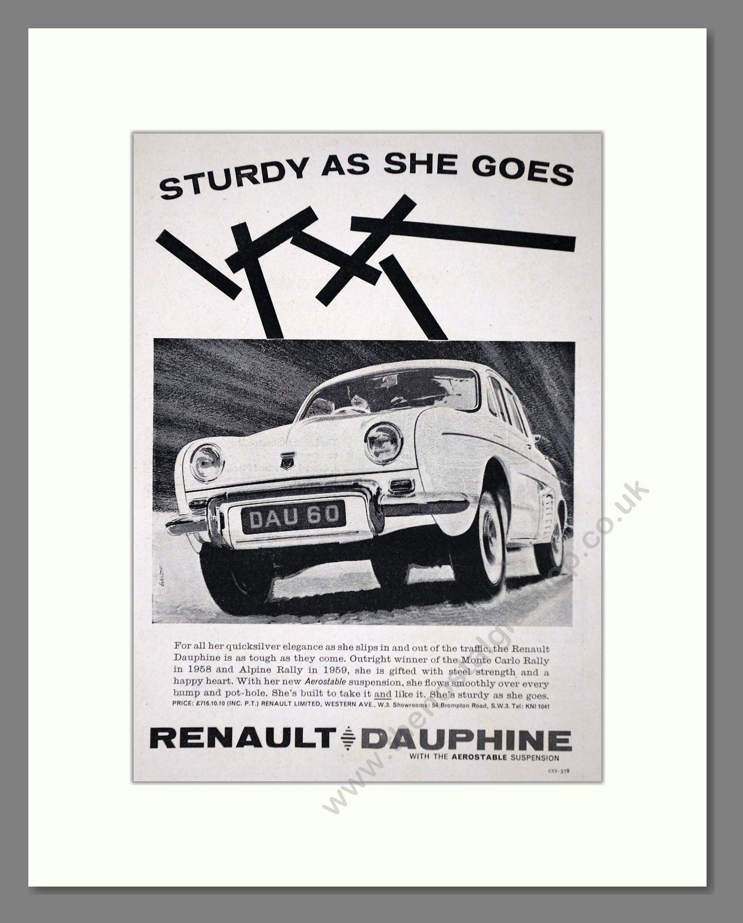 Renault - Dauphine. Vintage Advert 1960 (ref AD64594)