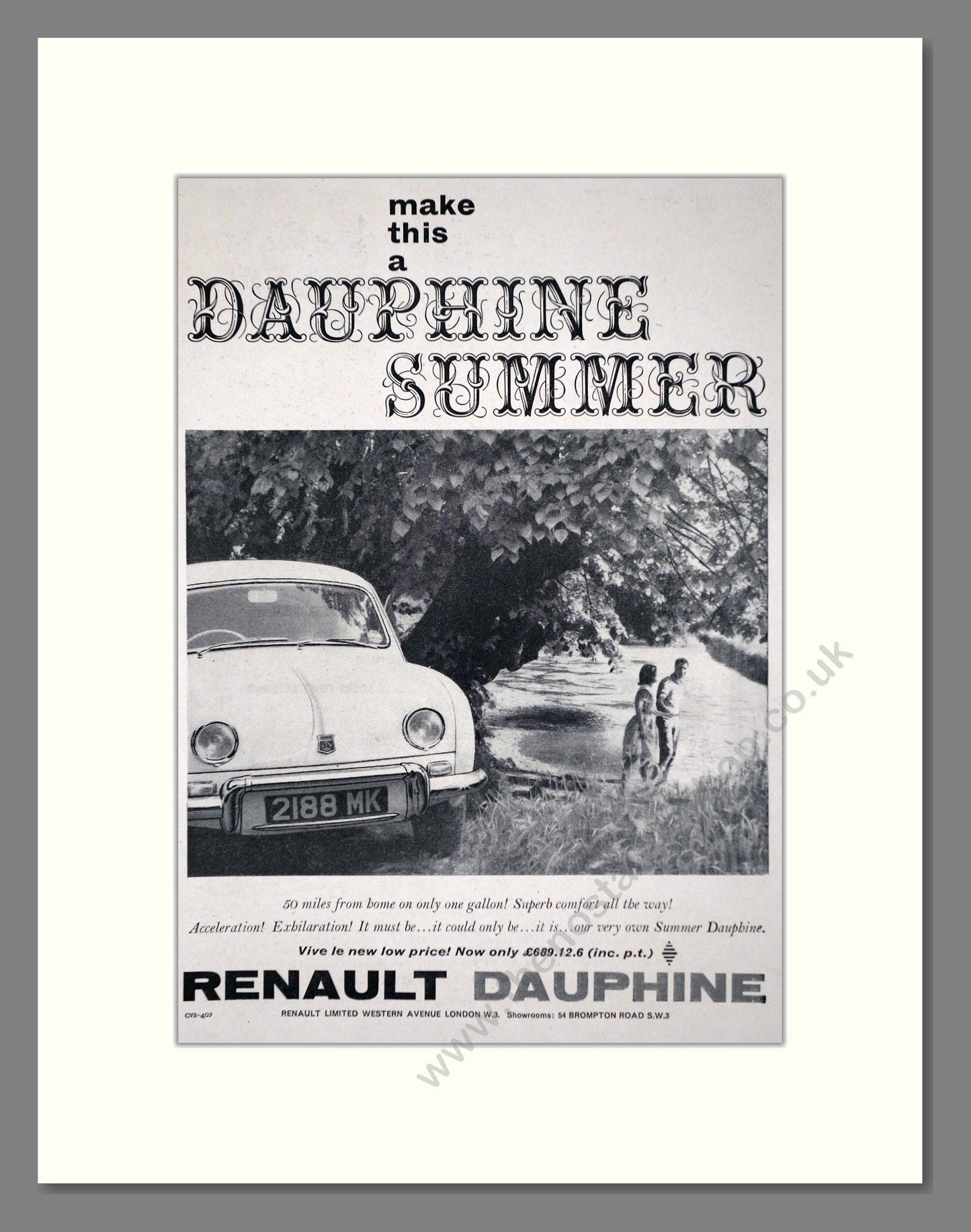 Renault - Dauphine. Vintage Advert 1960 (ref AD64596)