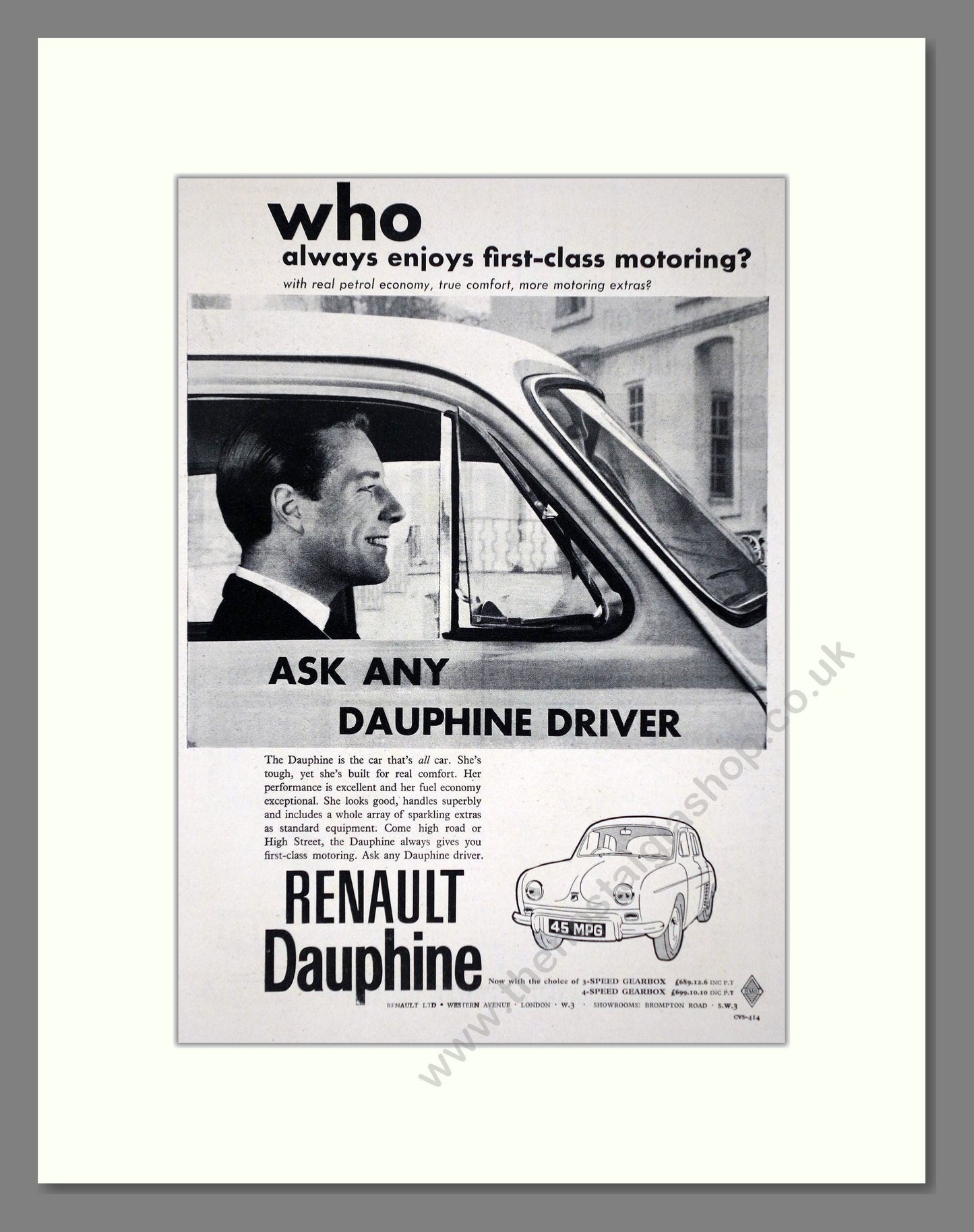 Renault - Dauphine. Vintage Advert 1961 (ref AD64599)