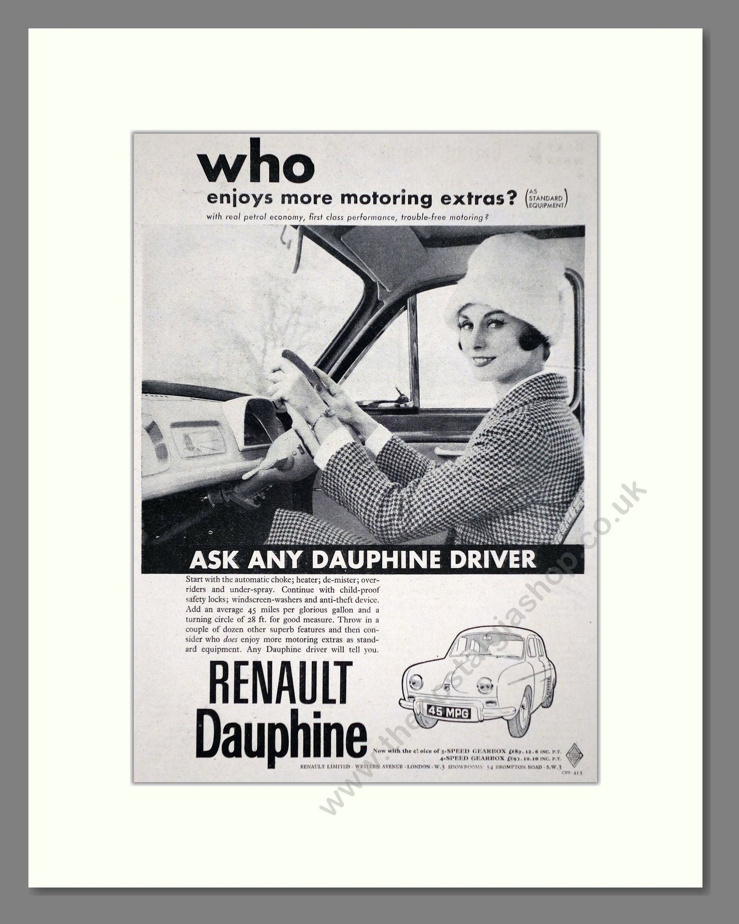 Renault - Dauphine. Vintage Advert 1961 (ref AD64600)