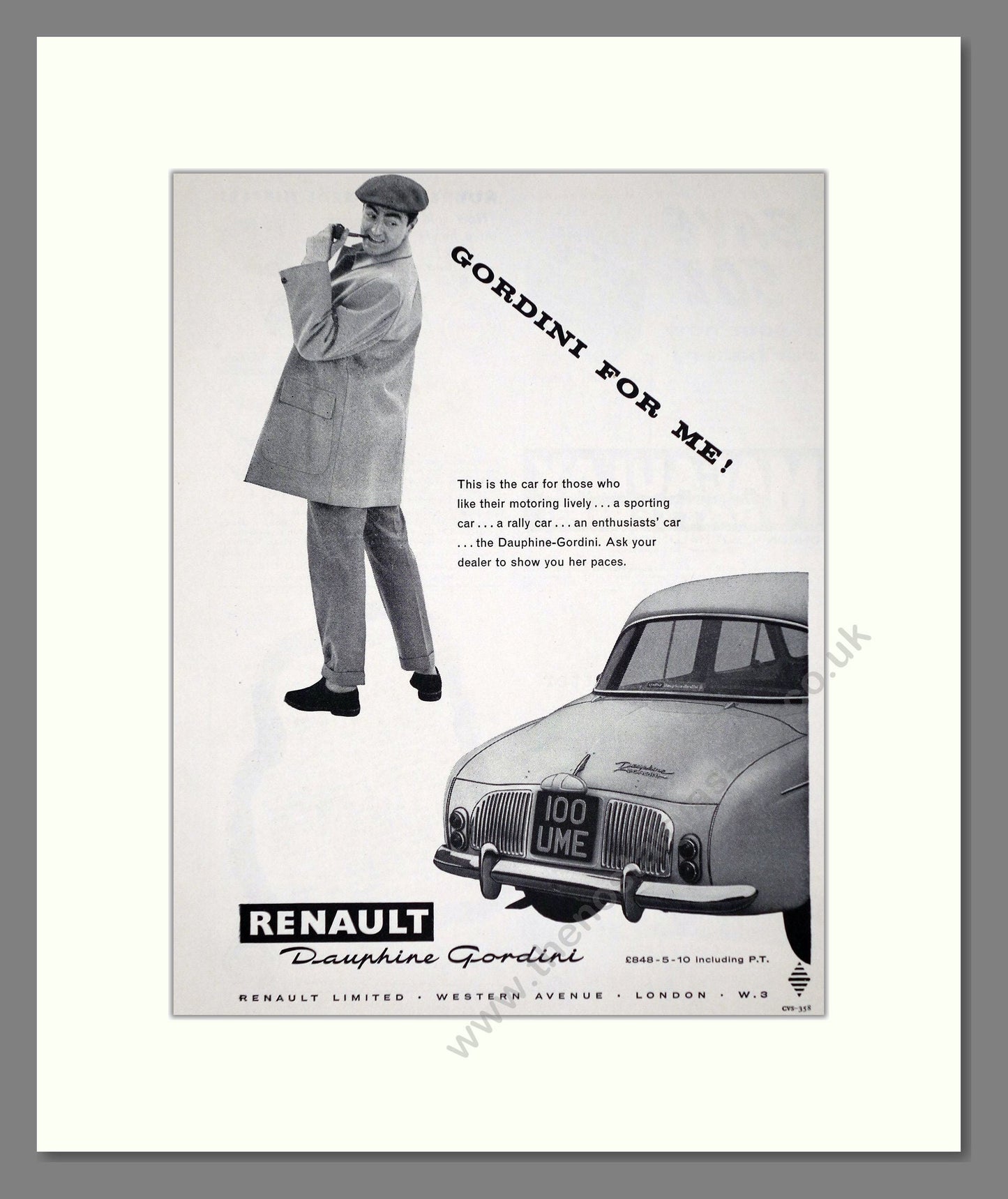 Renault - Dauphine Gordini. Vintage Advert 1959 (ref AD64609)