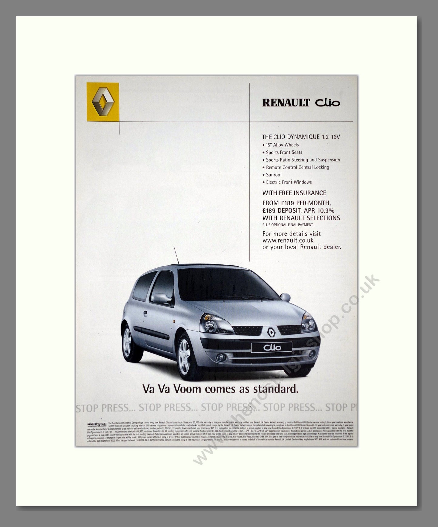 Renault - Clio Dynamique. Vintage Advert 2001 (ref AD64618)