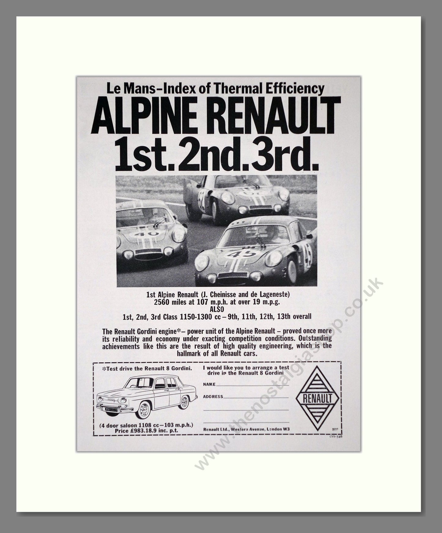 Renault - Alpine. Vintage Advert 1966 (ref AD64630)