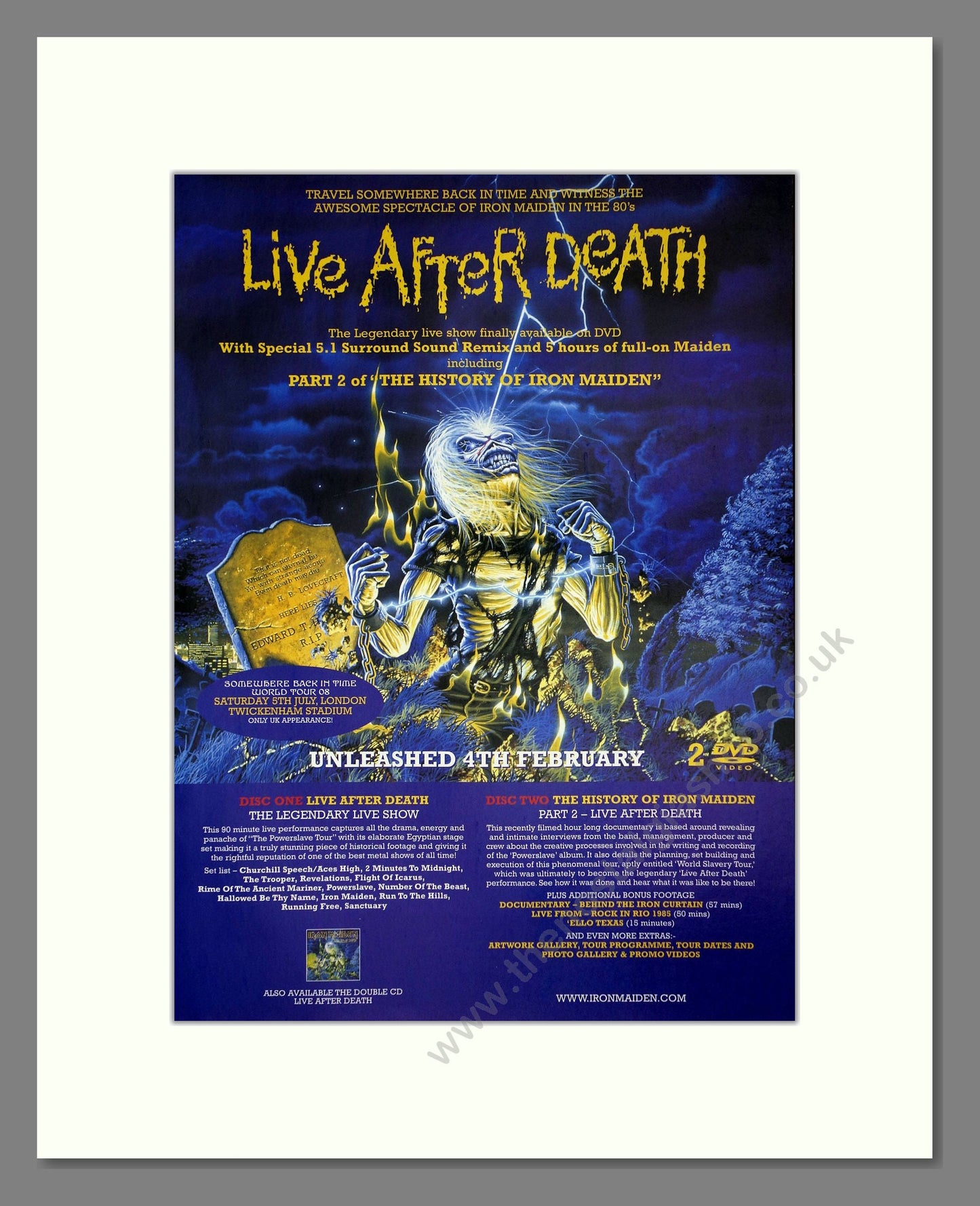 Iron Maiden - Live After Death. Vintage Advert 2008 (ref AD64662)