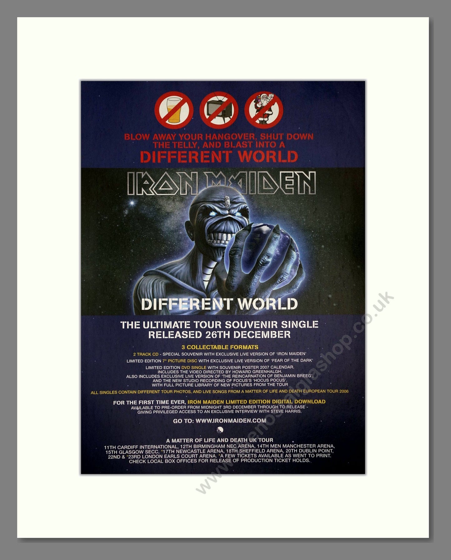 Iron Maiden - Different World. Vintage Advert 2007 (ref AD64668)