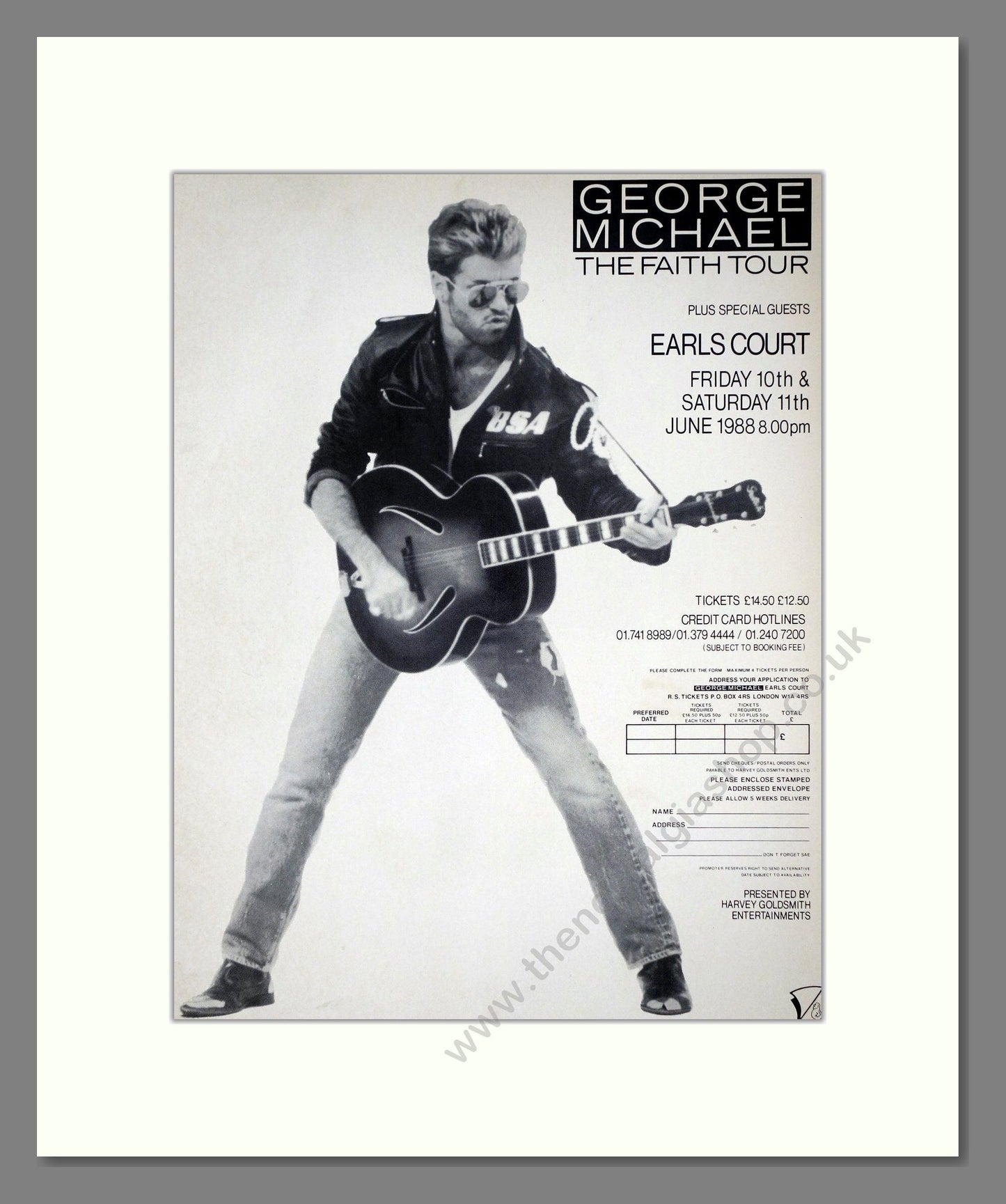 George Michael - Faith Tour Earls Court. Vintage Advert 1988 (ref AD64675)