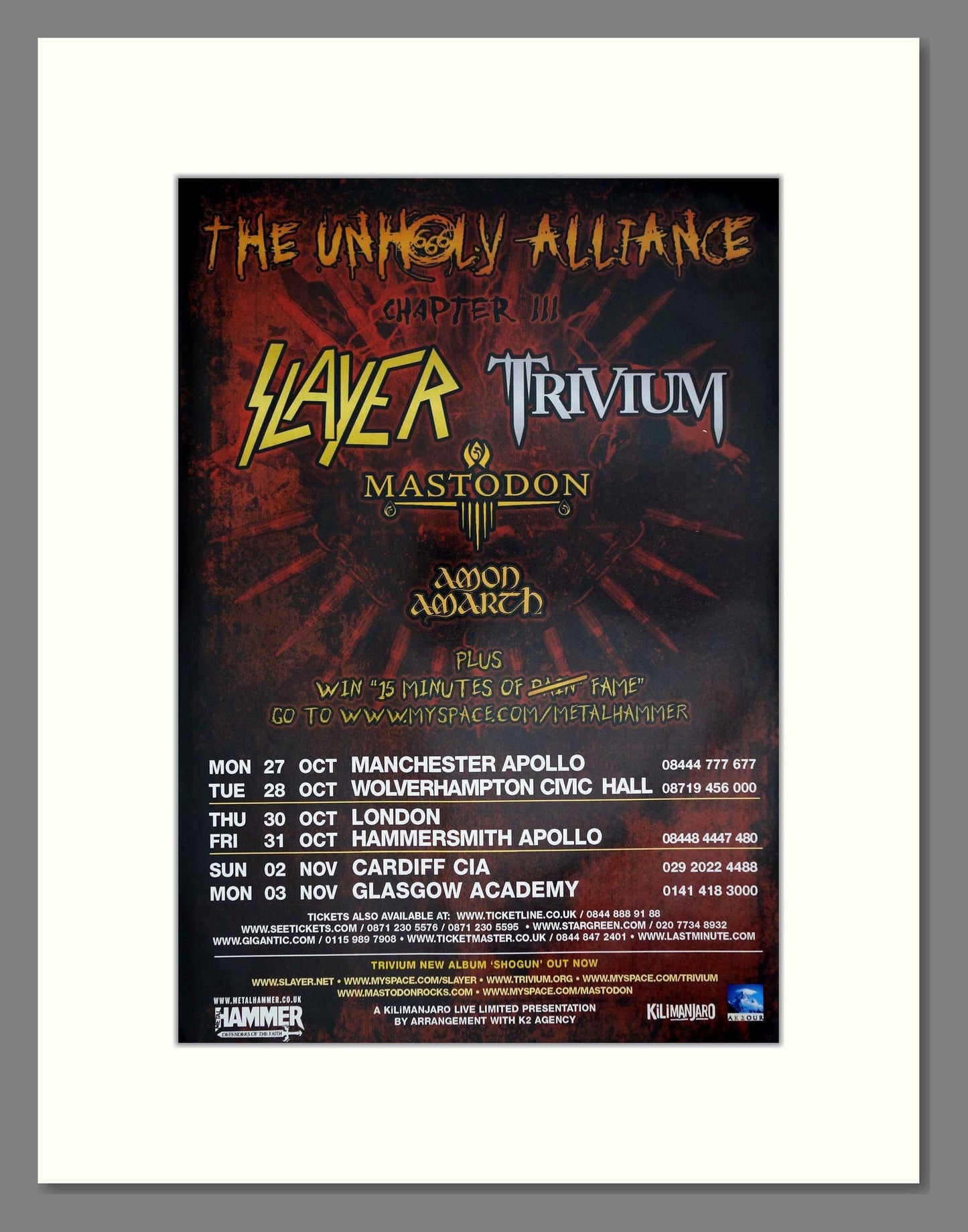 Unholy Alliance (Slayer / Trivium) - UK Tour. Vintage Advert 2008 (ref AD64694)